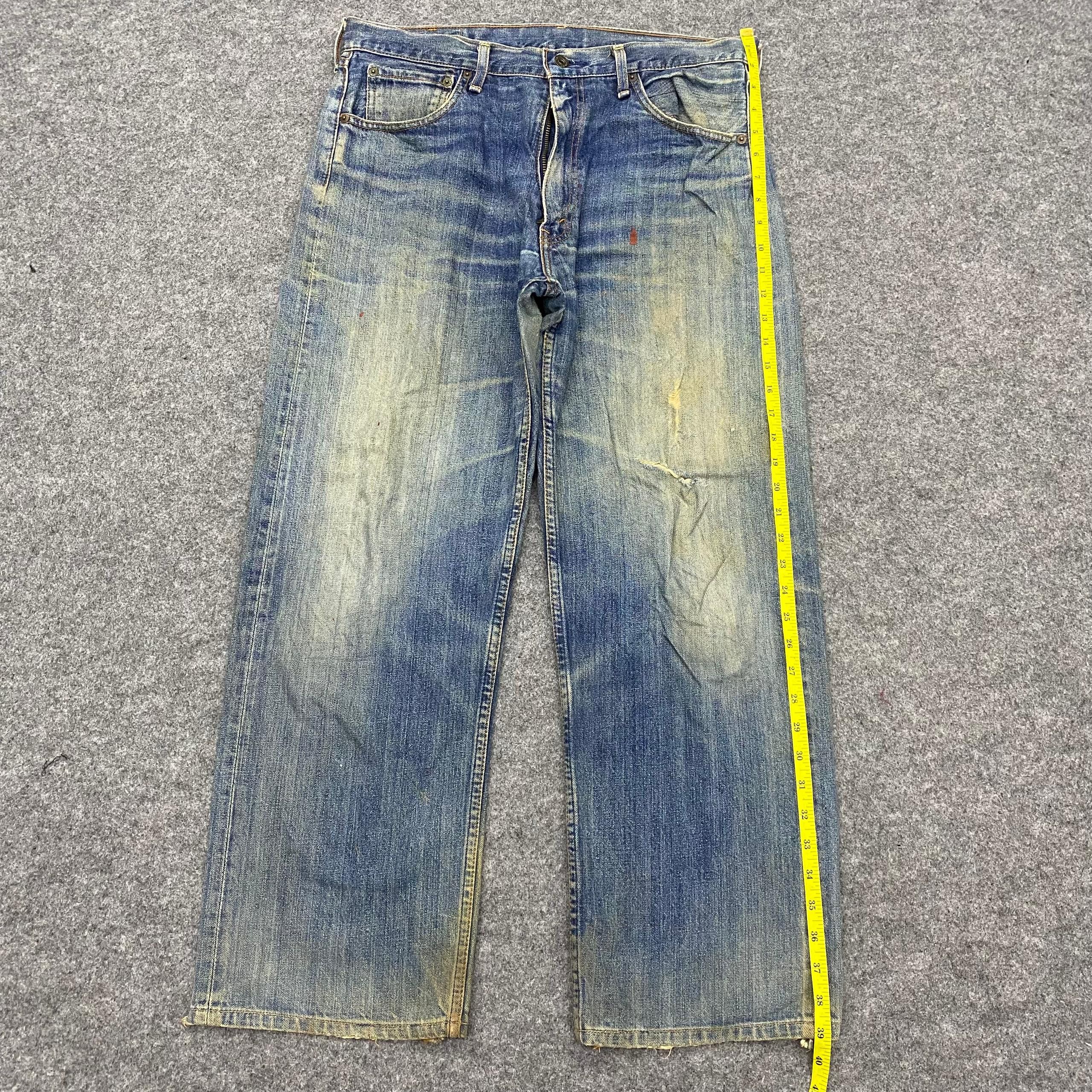 Levi's Vintage Levis 503 Distressed Denim Kurt Cobain Style Size US 35 - 2 Thumbnail
