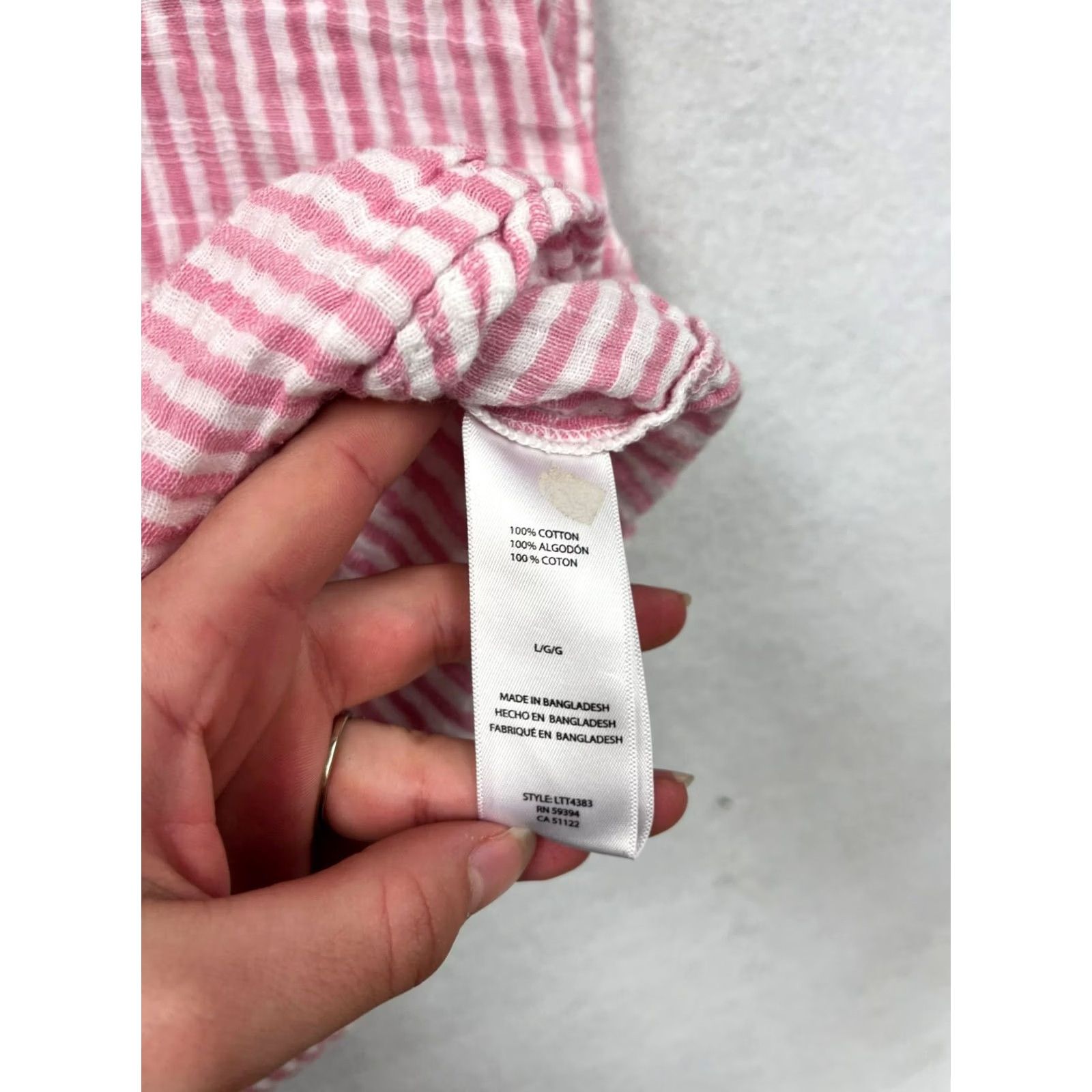 Pinko VINTAGE Beachlunchlounge Shirt Womens L Pink White Striped Button-Up Cotton Blouse 6063 Size L / US 10 / IT 46 - 3 Thumbnail