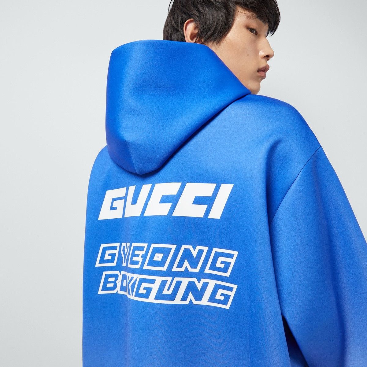 Gucci o1loc1c0925 Neoprene Hooded Sweatshirt in Blue Size US L / EU 52-54 / 3 - 3 Thumbnail