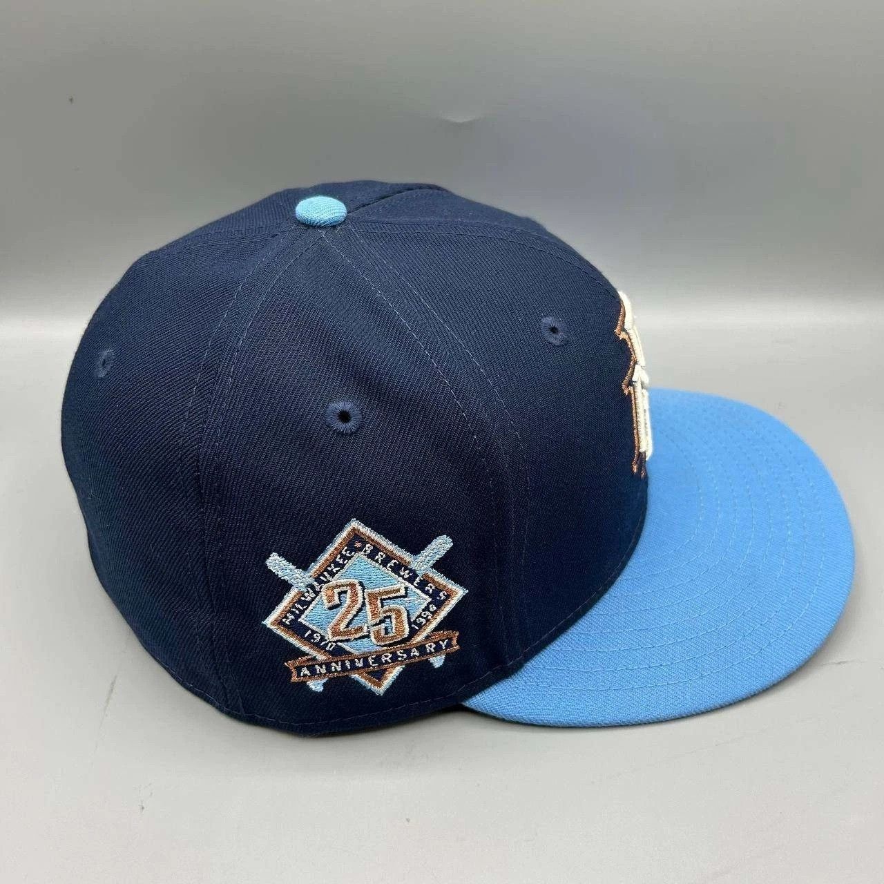 New Era Milwaukee Brewers Hat Men 7 1/4 Blue MLB Fitted Cap Size ONE SIZE - 5 Thumbnail