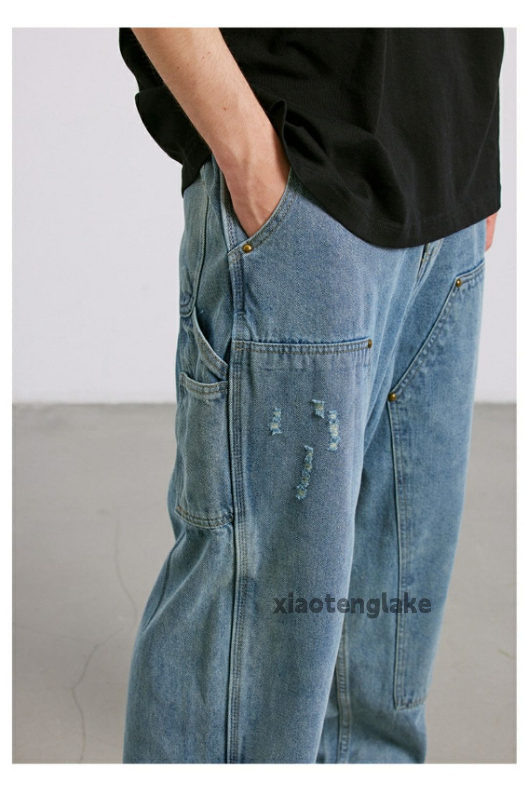 Jean × Vintage washed faded cleanfit skate hiphop loose baggy jeans Size US 32 / EU 48 - 2 Thumbnail
