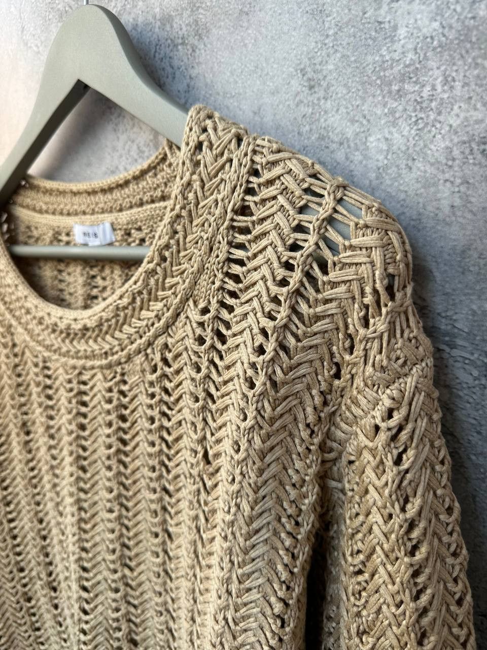 Reiss Reiss Silive Open-Knit Cotton Jumper Beige Sweater Relaxed Size L / US 10 / IT 46 - 6 Thumbnail