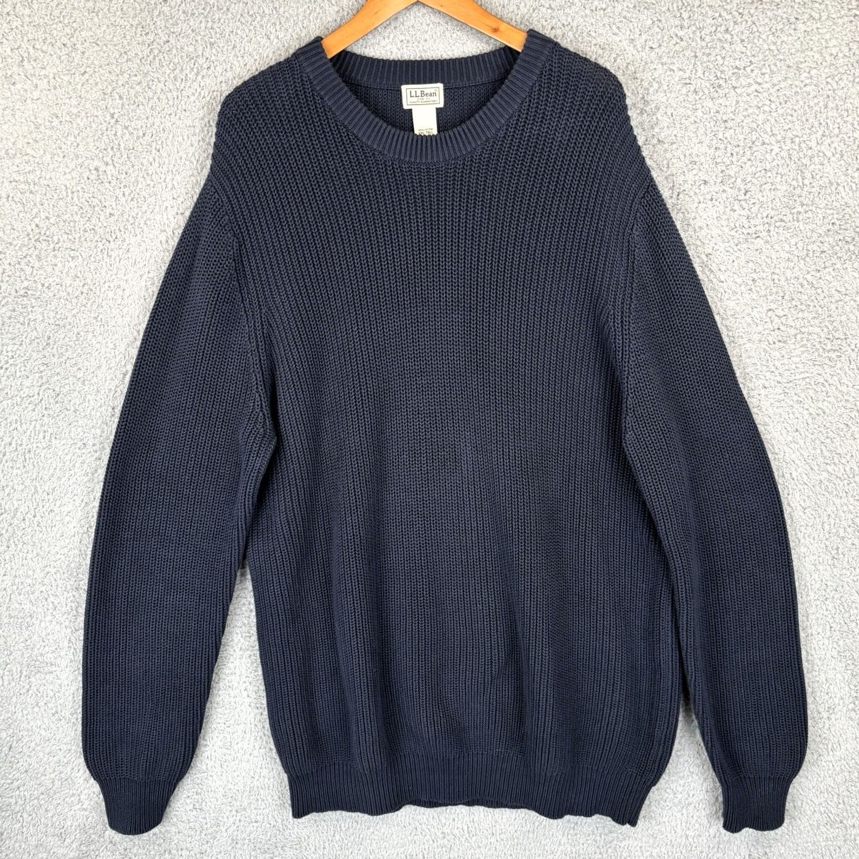 Vintage VINTAGE L.L.Bean Sweater Mens 2XLT Navy Crewneck Rib Knit Cotton Fisherman 90s Military Classic Size US XXL / EU 58 / 5 - 2 Thumbnail