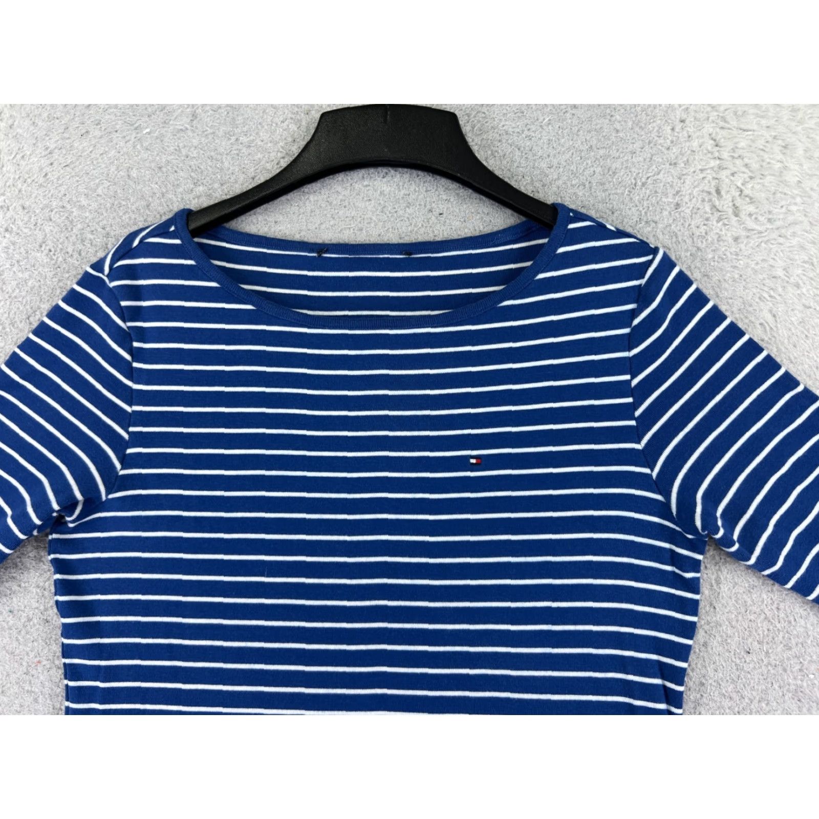 Tommy Hilfiger VINTAGE Tommy Hilfiger Shirt Women Medium Striped Cotton Short Sleeve Logo Casual Fashion Size M / US 6-8 / IT 42-44 - 4 Thumbnail
