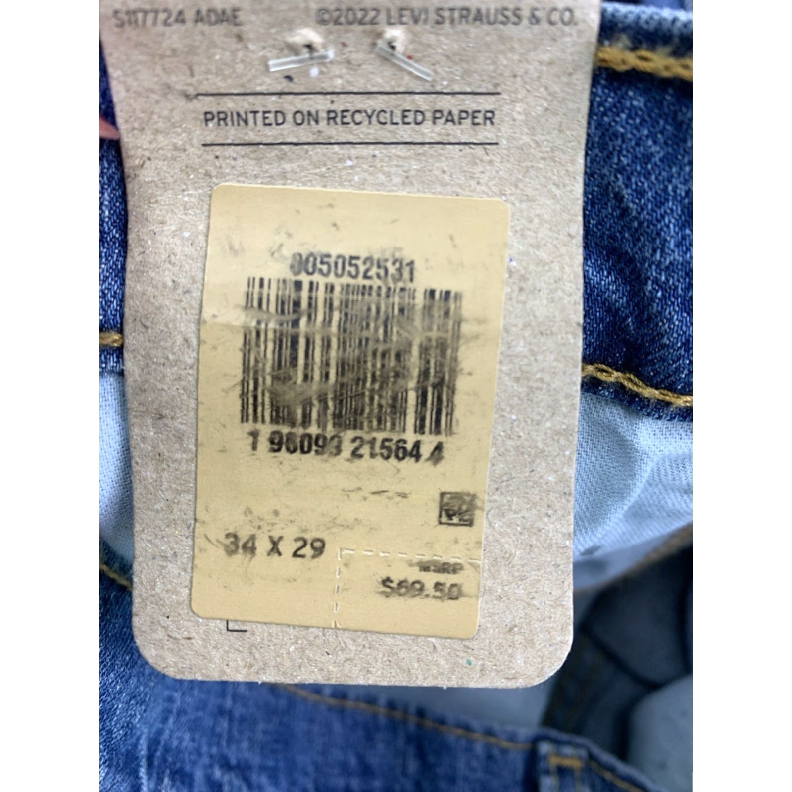 Levi's Levi’s 505 Regular Eco Ease Stretch Straight Leg Denim Jeans Mens 34x29 NWT Blue Slim, Regular, Zip, Jeans, Levi’s 505, 34x29, NWT Size US 34 / EU 50 - 6 Thumbnail