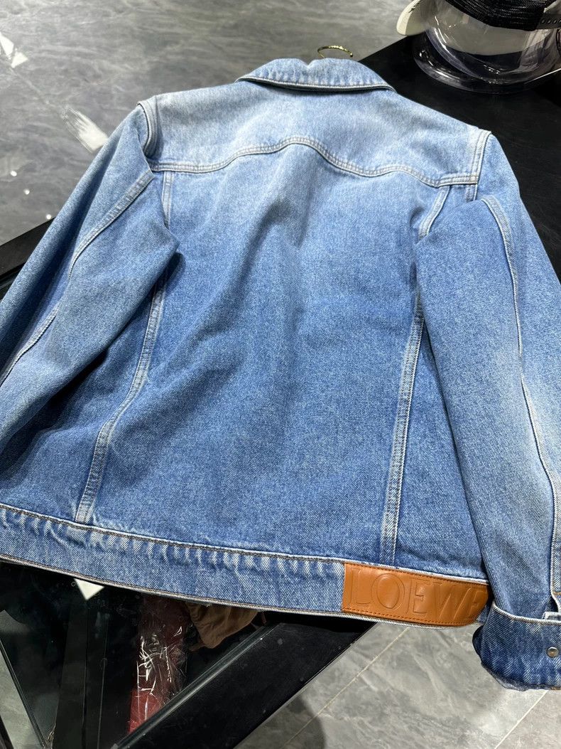 Loewe LOEWE Jacket denim jacket leather logo blue Size L / US 10 / IT 46 - 1 Thumbnail