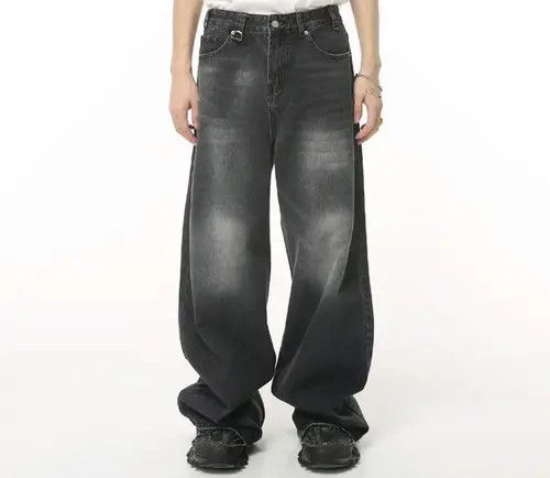 Jean Ruumika x Fumie Black Baggy Washed Denim Jeans Size US 33 - 1 Thumbnail