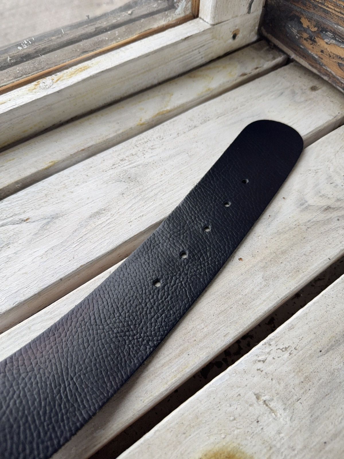 Japanese Brand Baguette Accessoires Navy Leather Belt 95cm Silver Buckle Size ONE SIZE - 6 Thumbnail