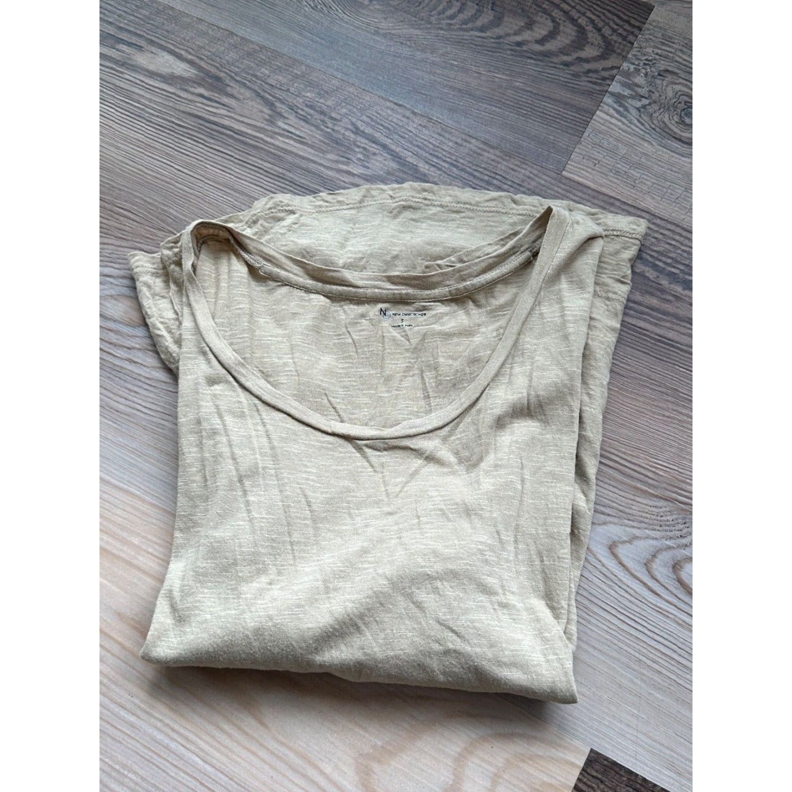 Vintage NEW DIRECTIONS Women's Khaki Tunic Top Short Sleeve Size Small Size S / US 4 / IT 40 - 2 Thumbnail