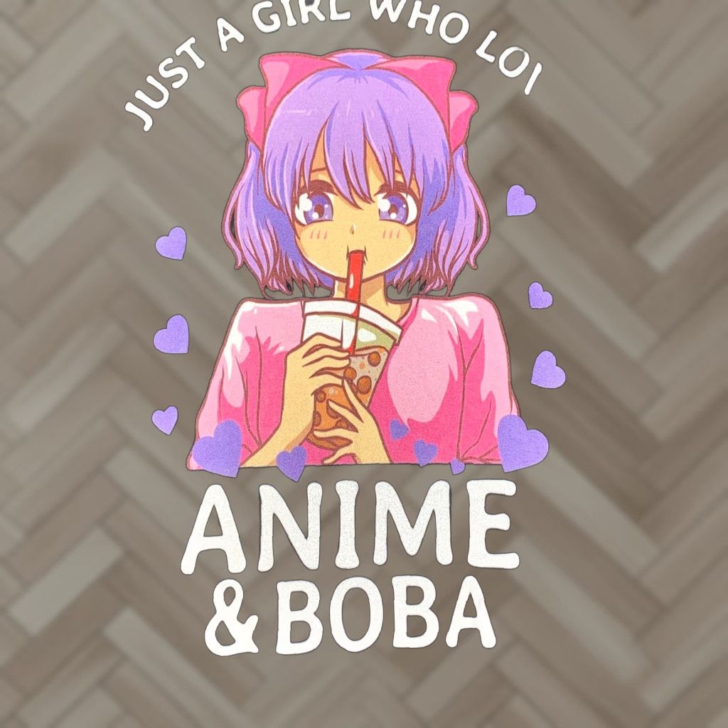 Port & Company Just A Girl Who Loves Anime & Boba Graphic Black T Shirt Size S Womens Crew Neck Short Sleeve Port & Company T-Shirt Size S / US 4 / IT 40 - 1 Thumbnail