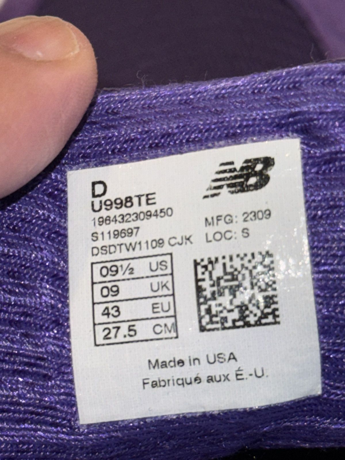 New Balance New Balance 998. Purple size 9.5 Size US 9.5 / EU 42-43 - 6 Thumbnail