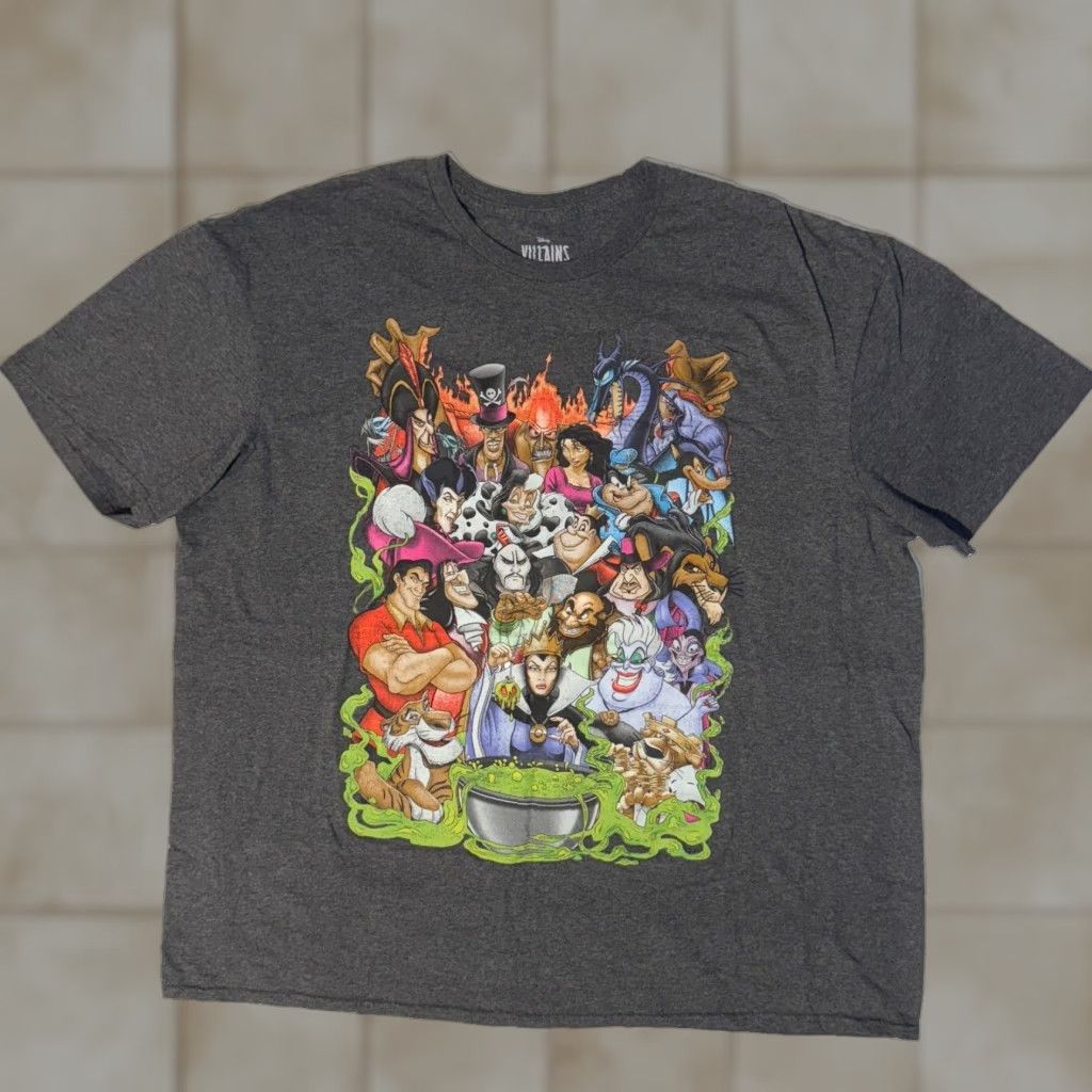 Disney Disney Shirt 2XL Gray Short Sleeve T-Shirt Unisex Adults Graphic Print All Villains Logo Disney 2XL Size US XXL / EU 58 / 5 - 1 Thumbnail