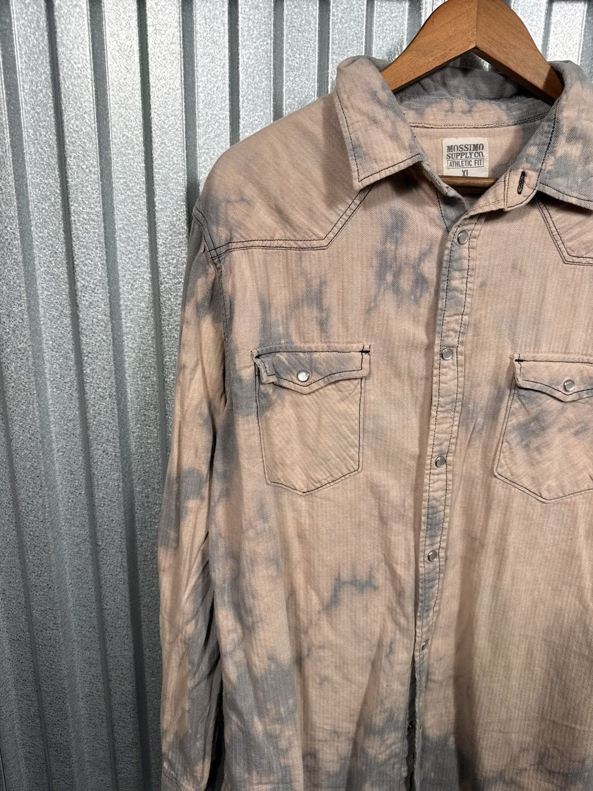 Mossimo Western Denim Pearl Snap Button Up Shirt Bleach Pattern Size US XL / EU 56 / 4 - 5 Thumbnail