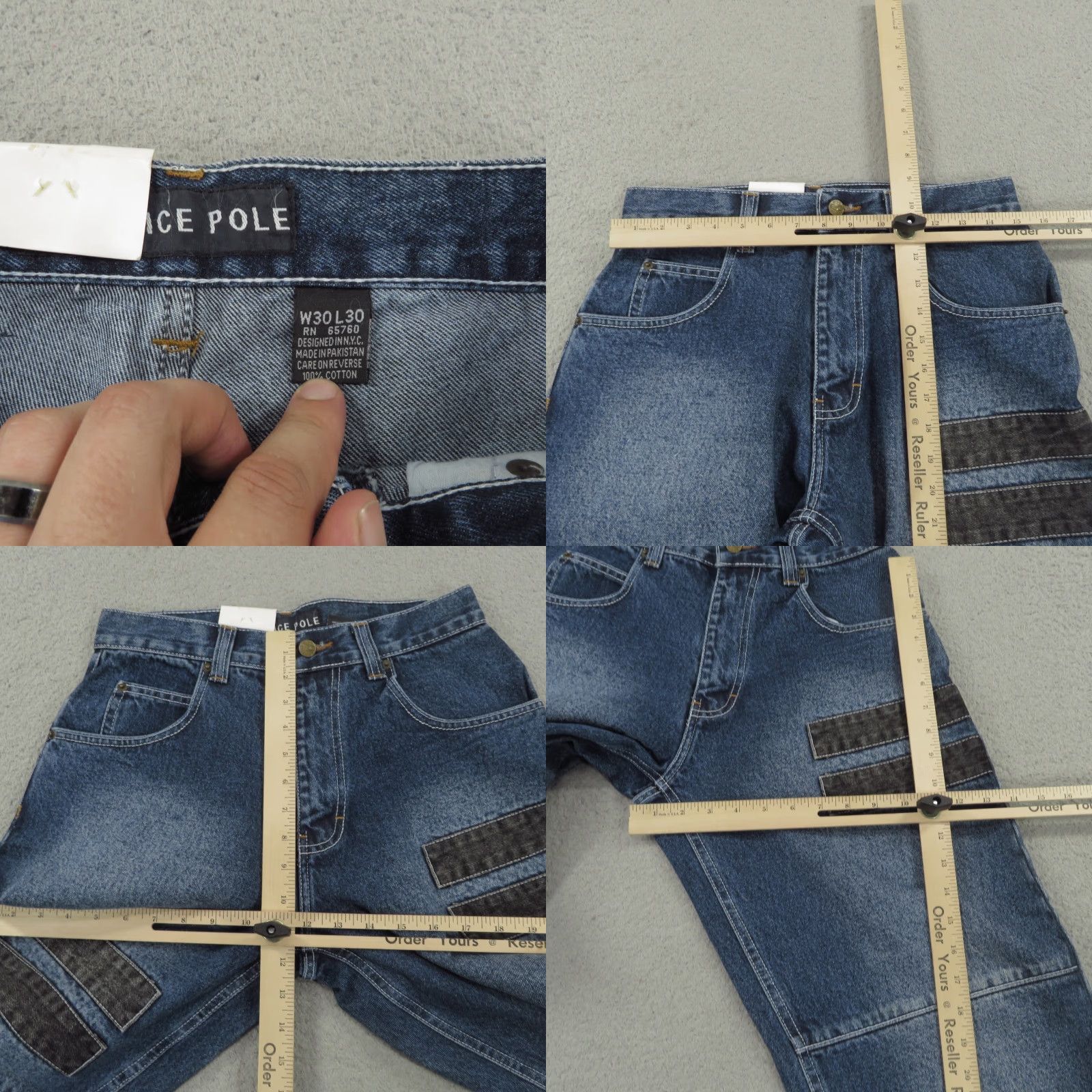 Poler VINTAGE Ice Pole Baggy Jeans Men 30x30 Y2K Embroidered Skater Grunge Wide-Leg VTG 5-Pocket Denim Blue Jeans Mens Size US 30 / EU 46 - 8 Thumbnail