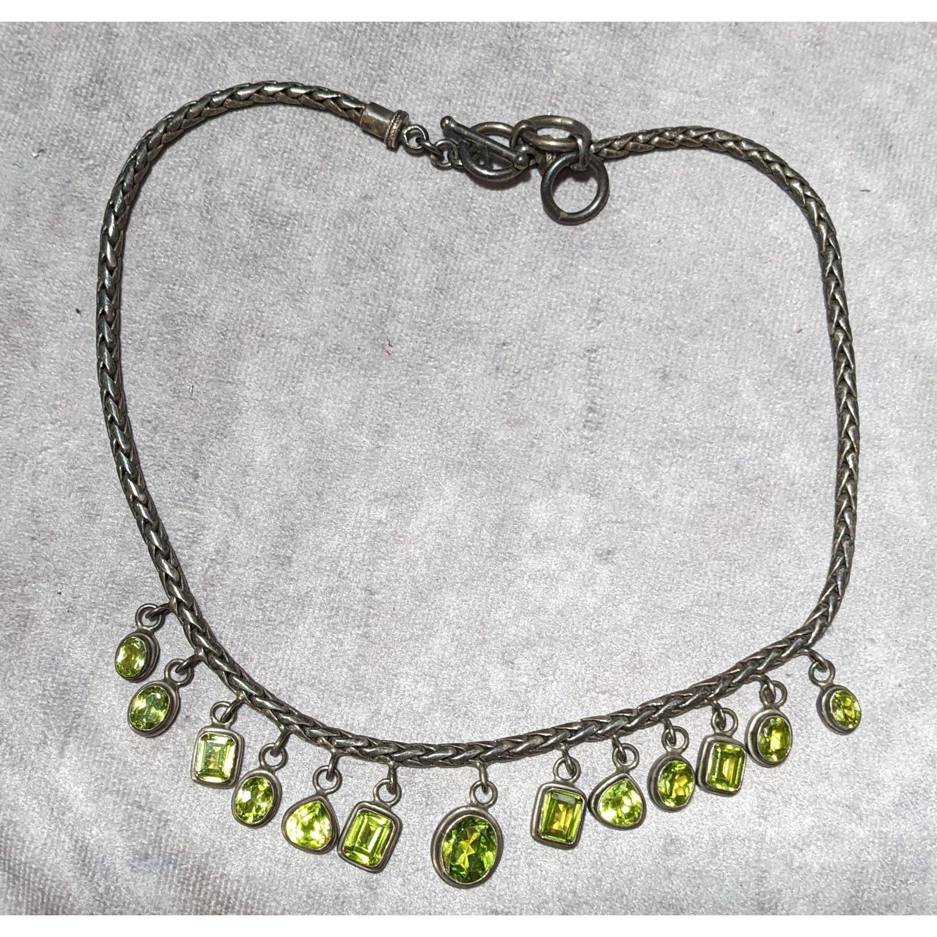 Other Vintage Sterling Silver Peridot Gemmed Fringe Necklace Size ONE SIZE - 5 Thumbnail