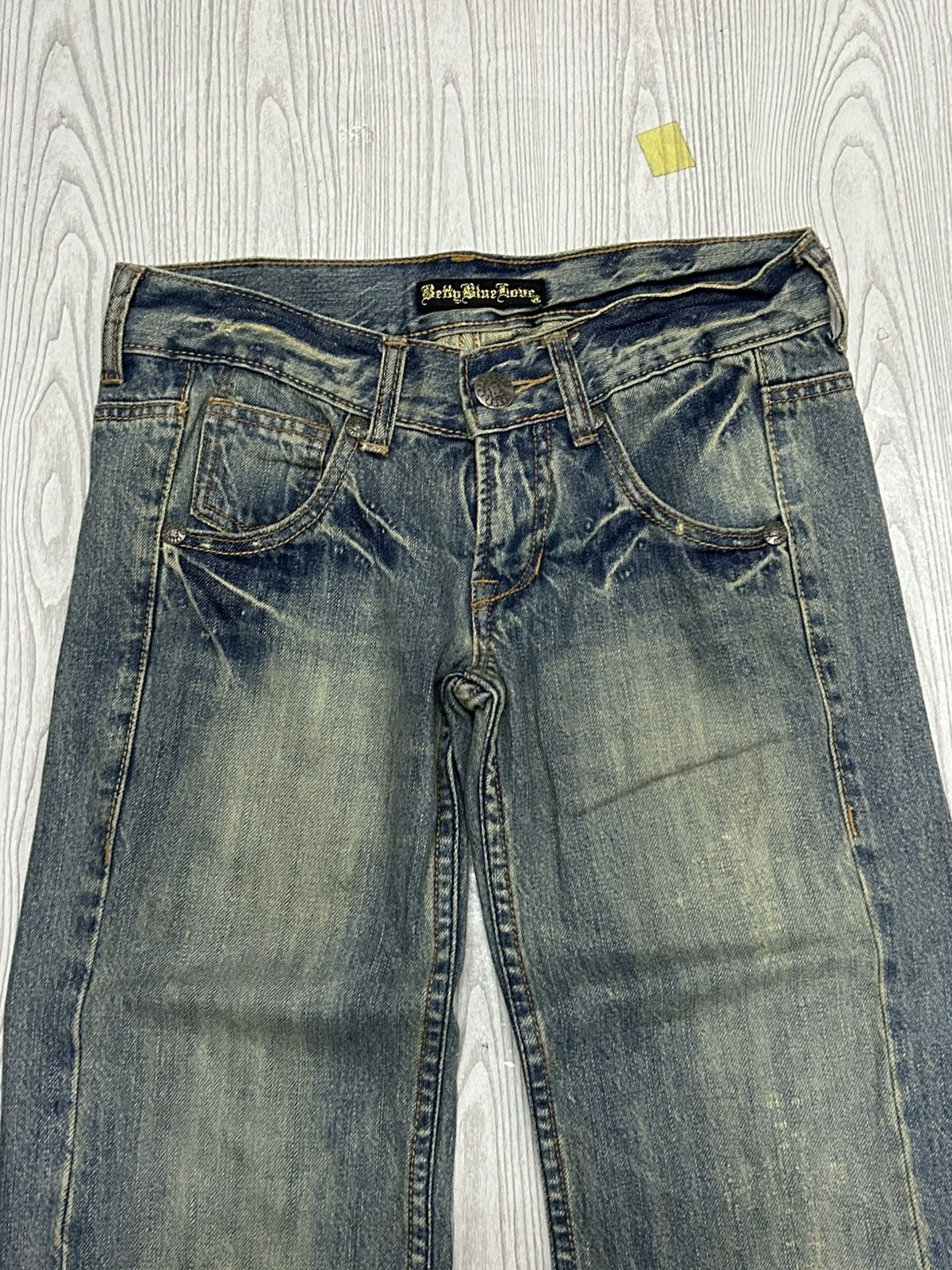 Le Grande Bleu (L.G.B.) Betty Blue Love Denim Fade Washed Patina Heavy Stacked Hem Size US 30 / EU 46 - 8 Thumbnail