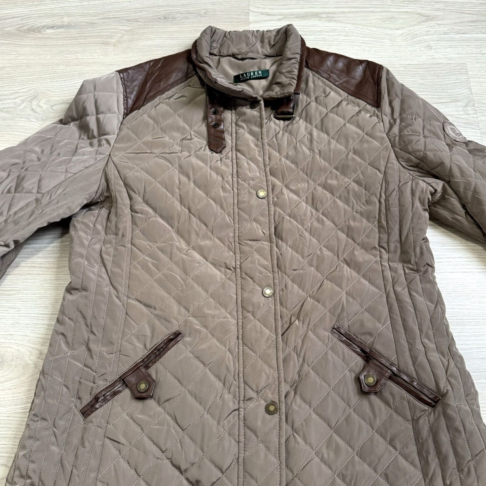Ralph Lauren Ralph Lauren Diamond Quilted Jacket Faux Leather Trim Brown Size Women’s L Jacket Women Brown Quilted MDL Fashion Size L / US 10 / IT 46 - 3 Thumbnail