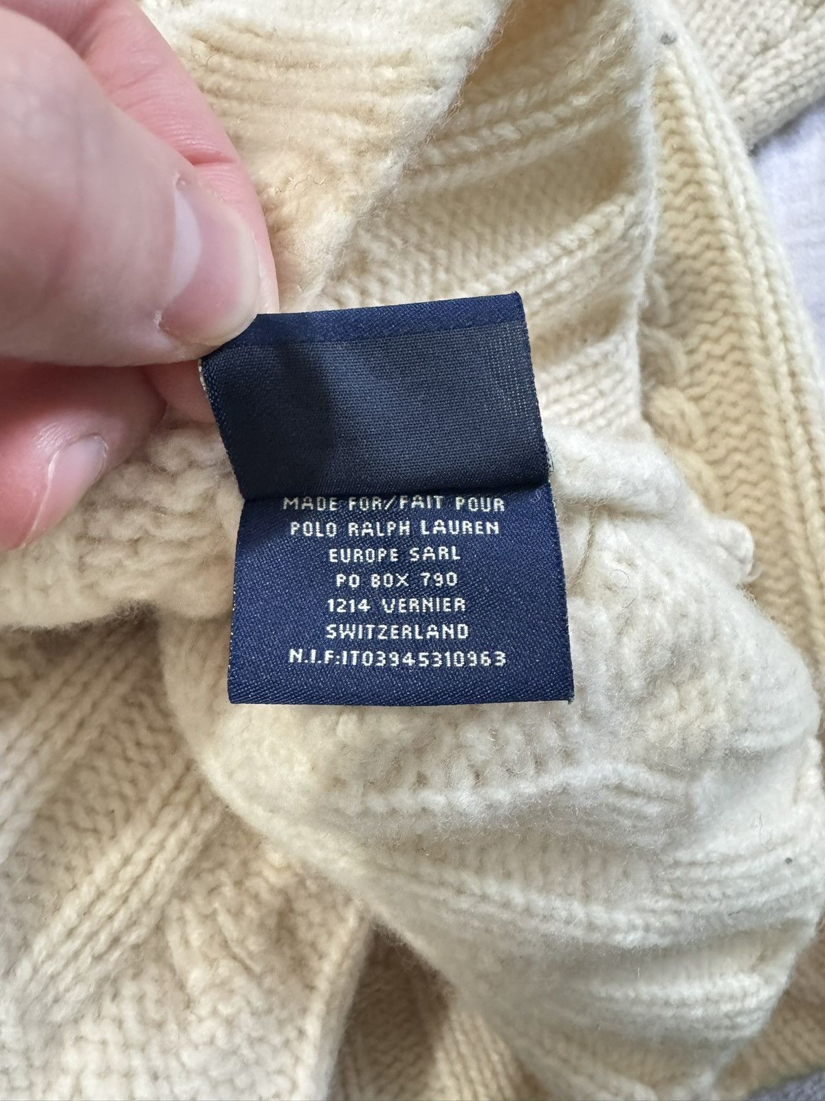 Ralph Lauren 90s Polo Jeans Company by Ralph Lauren 100% Wool Shawl Cable Size L / US 10 / IT 46 - 11 Thumbnail