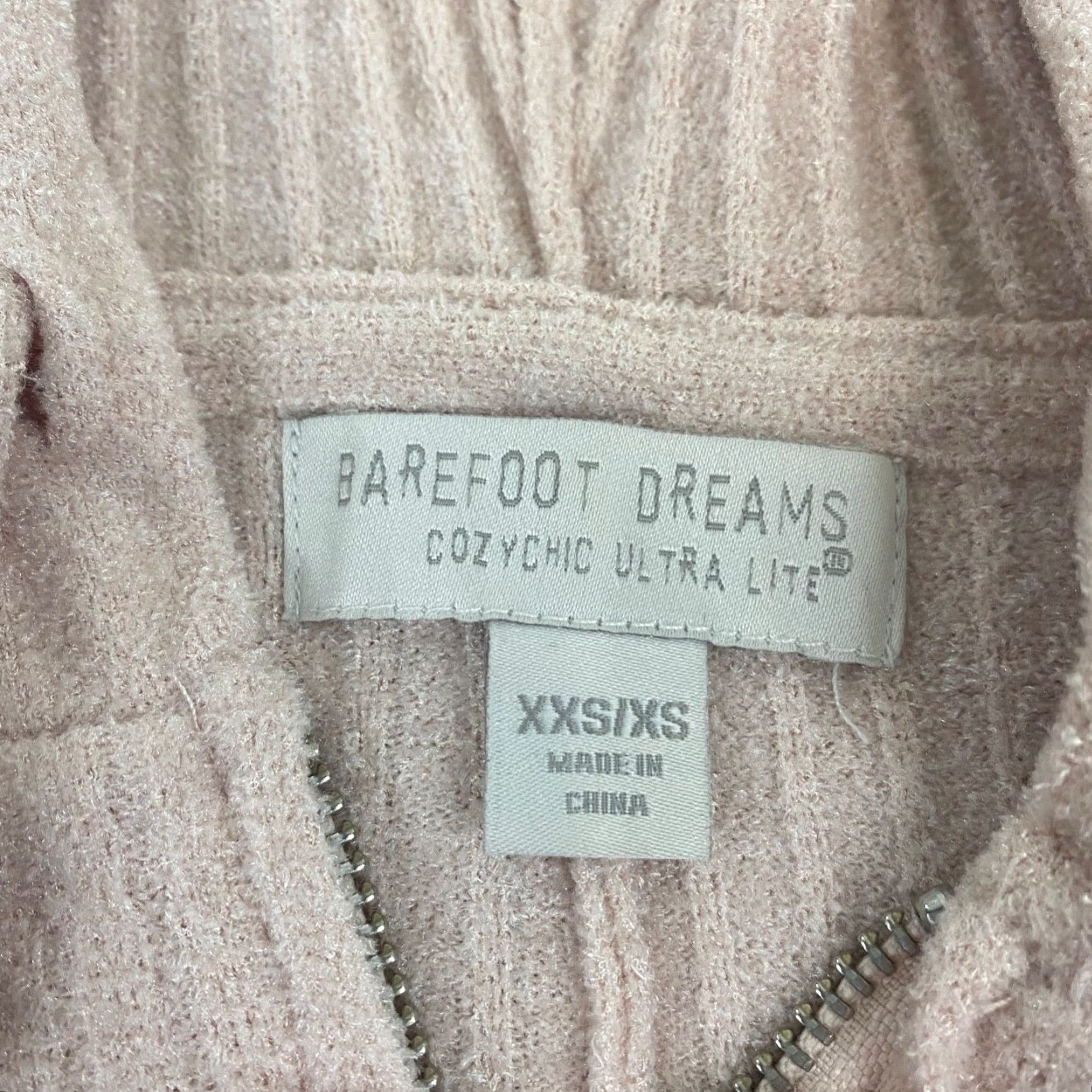 Vintage Barefoot Dreams Cozy Chic Ultra Light Ribbed Zip Poncho Hoodie XXS/XS Pale Pink Size XS / US 0-2 / IT 36-38 - 3 Thumbnail