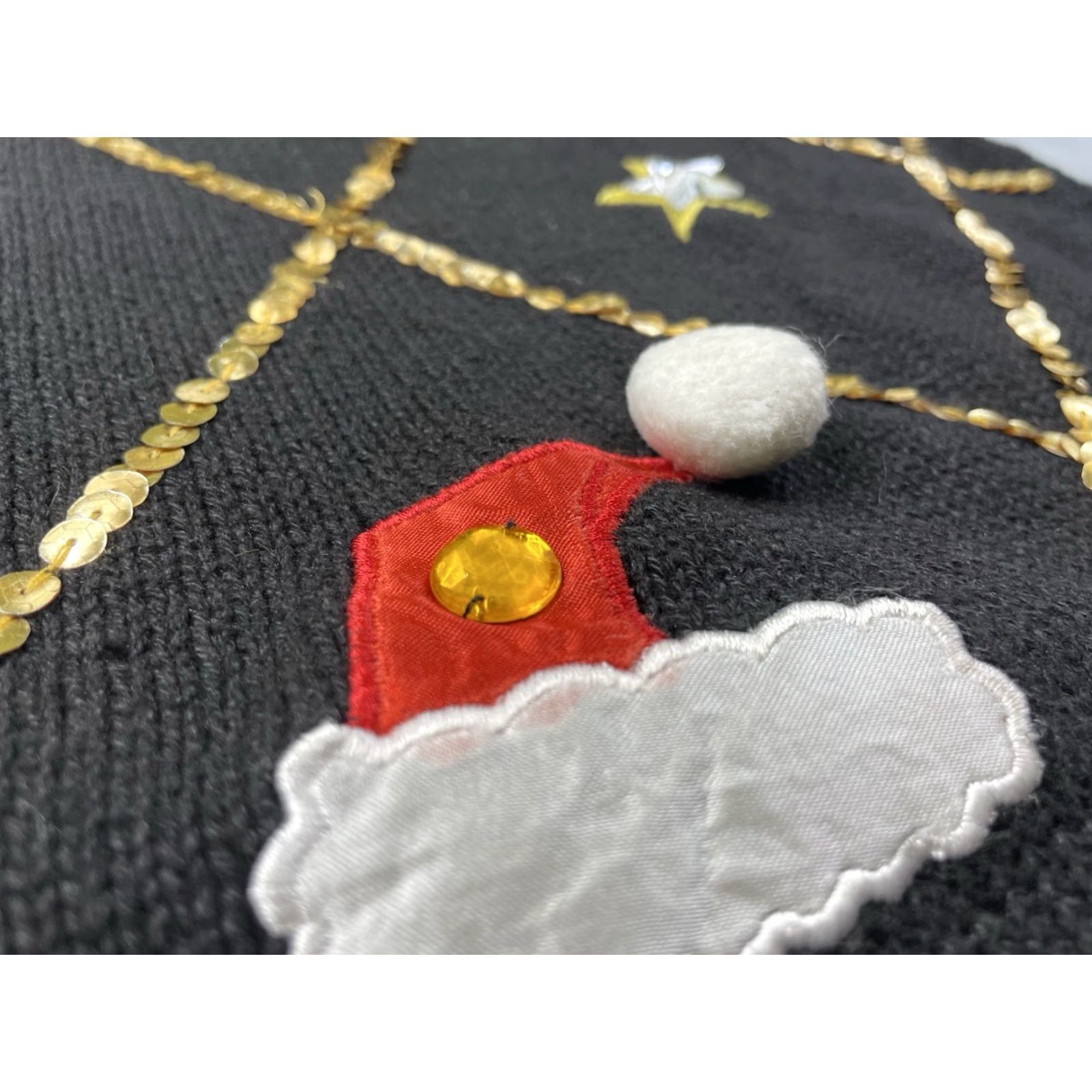 Vintage VINTAGE Gladys Bagley Christmas Sweater Reindeer Knit Pullover Long Sleeve Round Neck Embroidered Glitter Shoulder Pads Black M Women Size M / US 6-8 / IT 42-44 - 2 Thumbnail