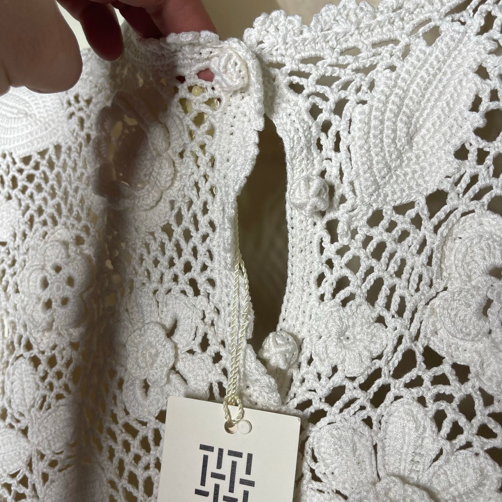 DOEN Doen Hailroom Hand-crochet Annalise Mini dress white pearl Size XL / US 12-14 / IT 48-50 - 11 Thumbnail