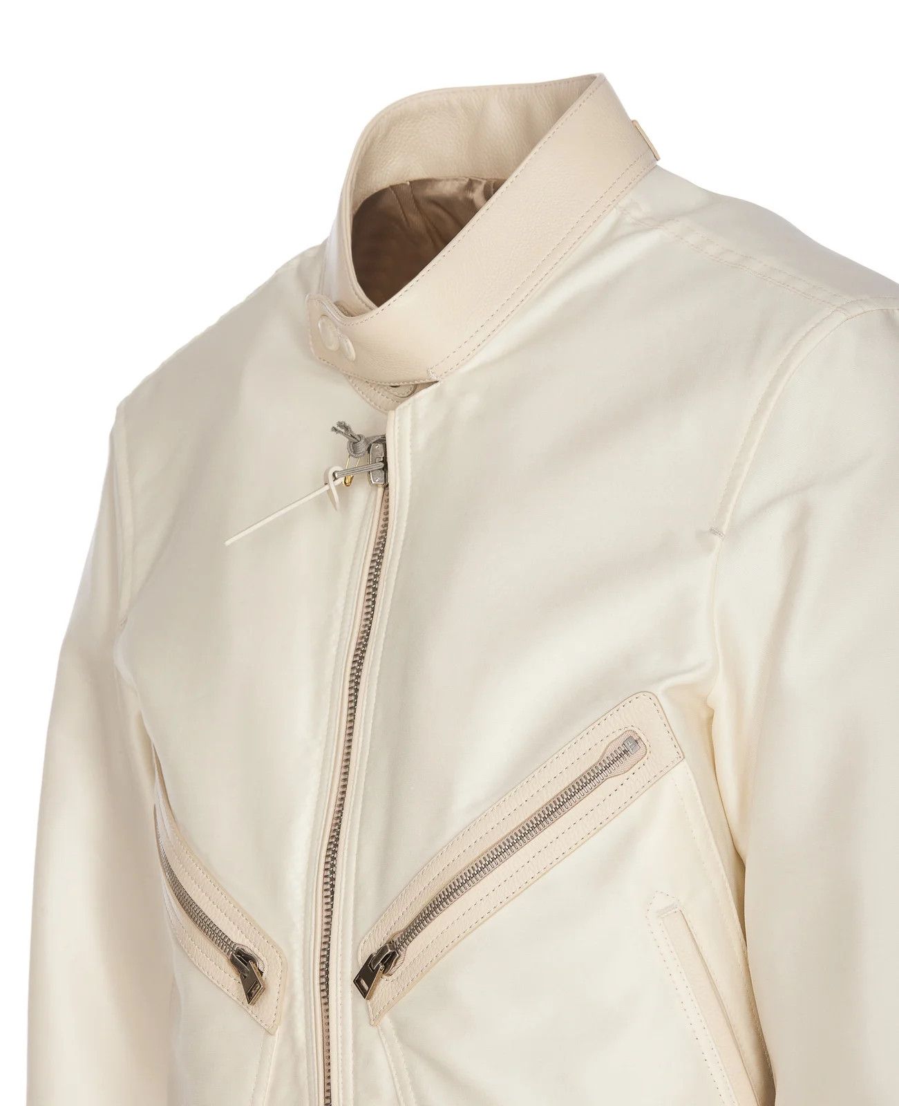 Tom Ford o1w1db10125 OBS027 Leather Jacket in Off White Size US M / EU 48-50 / 2 - 3 Thumbnail