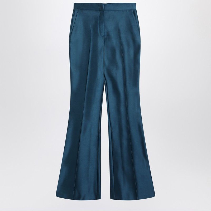 Fendi Fendi Teal Blue Duchess Satin Trousers Size 28" / US 6 / IT 42 - 1 Thumbnail