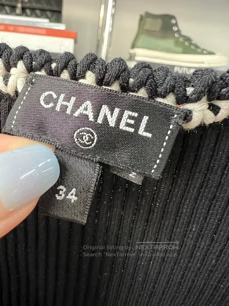 Chanel Chanel 22c white rolled edge black double C Logo knitted s Size XXS / US 00 / IT 34 - 6 Thumbnail