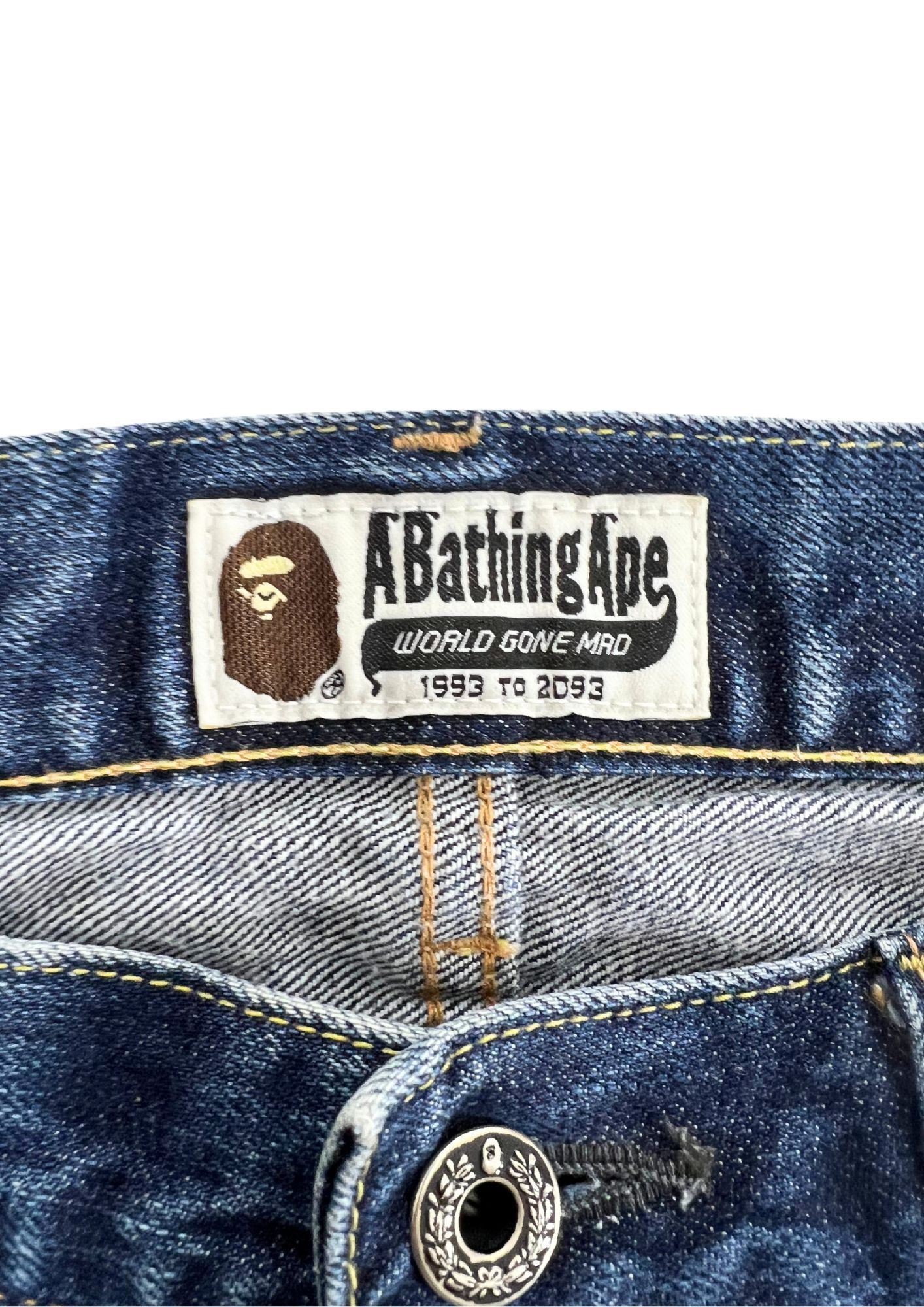 Bape 2010s BAPE Baby Milo Embroidered Denim Shorts Size US 32 / EU 48 - 7 Thumbnail