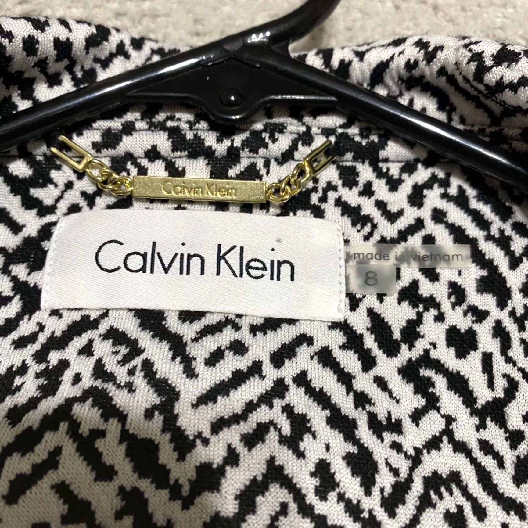 Calvin Klein Calvin Klein Womens Jacket sz 8 Blazer Black White Geometric Ruffle Open Front Size M / US 6-8 / IT 42-44 - 2 Thumbnail