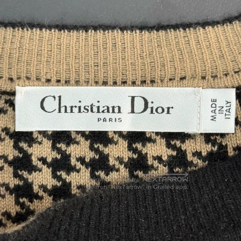 Dior Dior Brown checkered letter trim cashmere knitted sweater Size XXS / US 00 / IT 34 - 5 Thumbnail