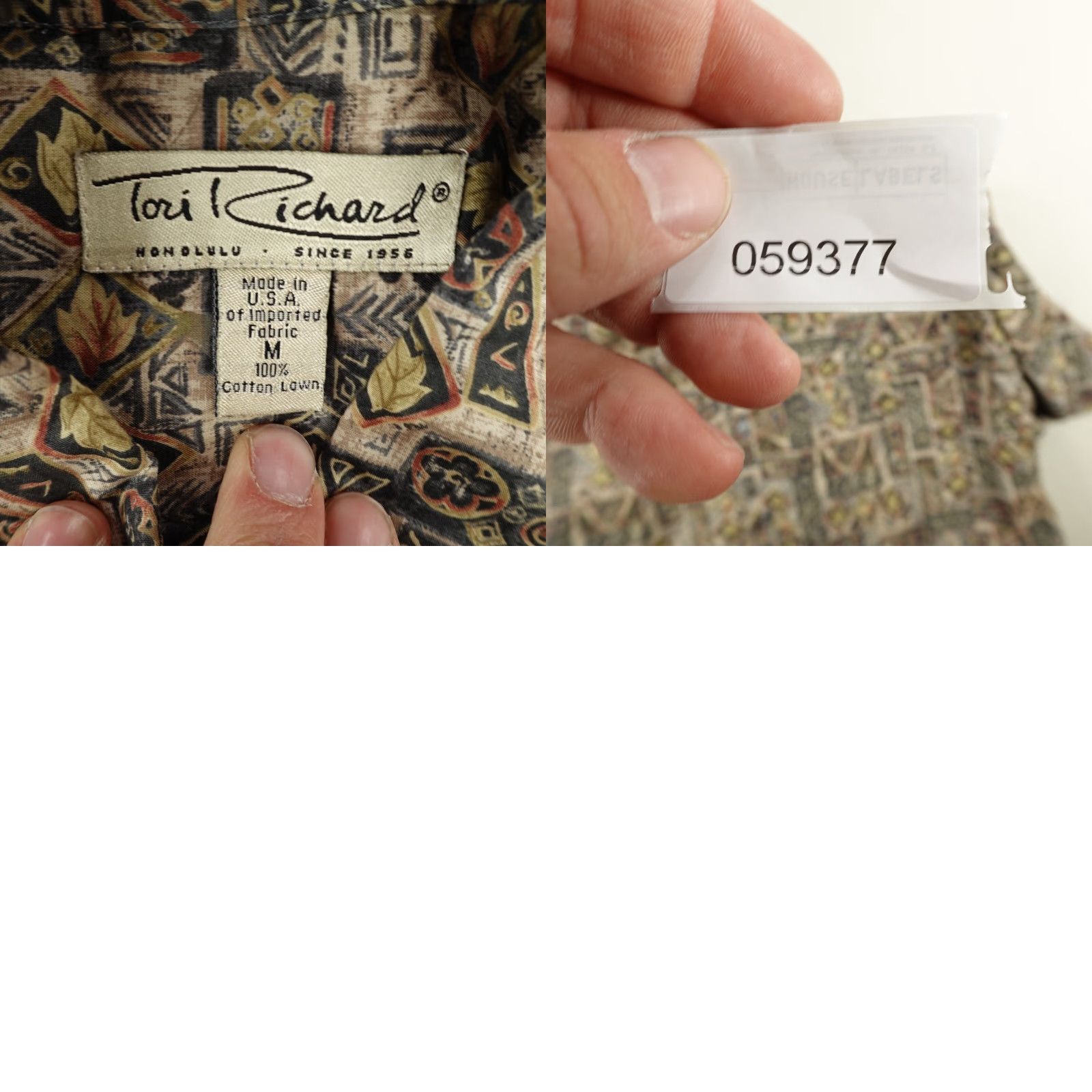 Tori Richard VINTAGE Tori Richard Men's Short Sleeve Button-Up Shirt Hawaiian Geometric 90s Brown Cotton Size US M / EU 48-50 / 2 - 8 Thumbnail