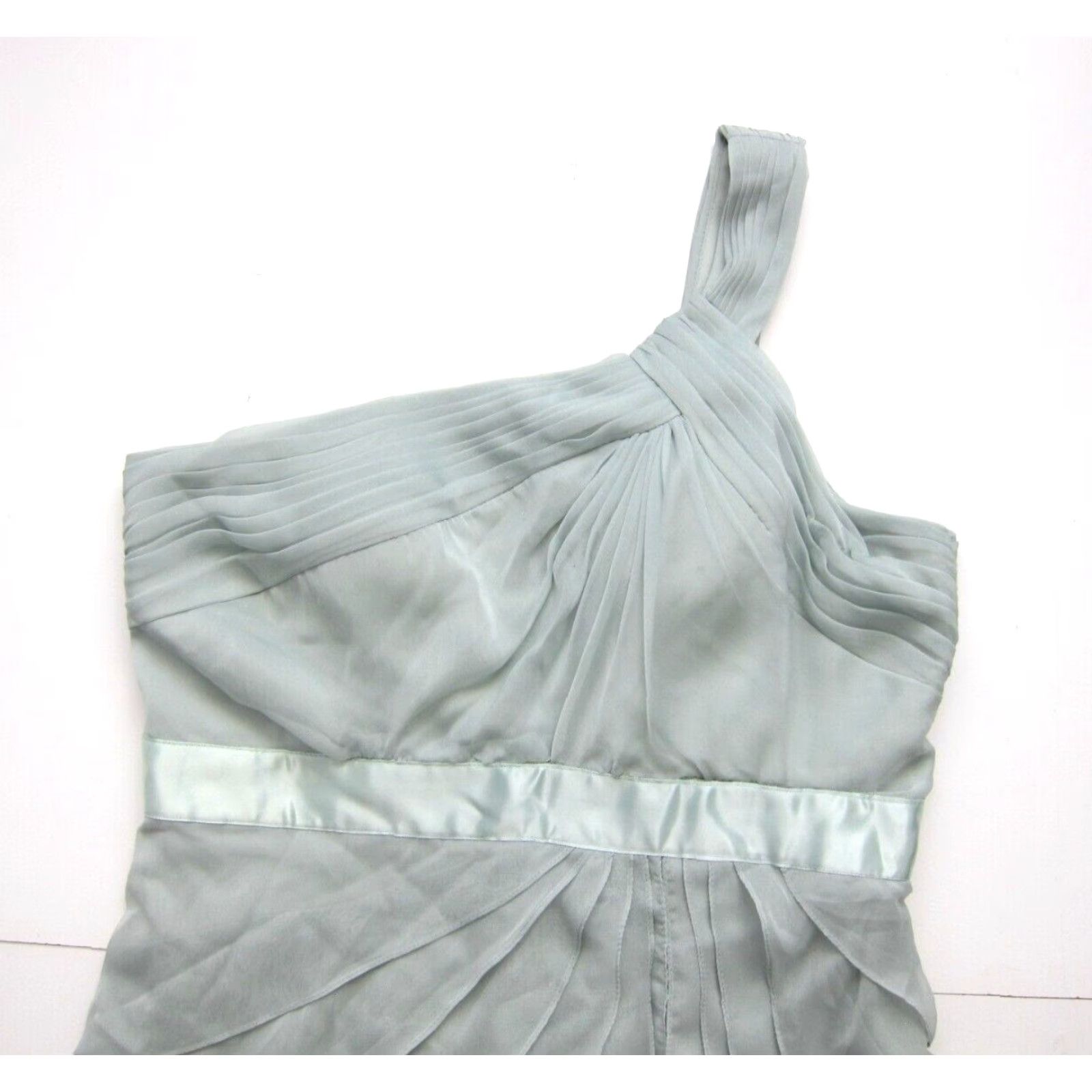 Adrianna Papell Adrianna Papell Mint Green Silky One Shoulder Ruched Party Formal Prom Dress 14 Size XL / US 12-14 / IT 48-50 - 3 Thumbnail
