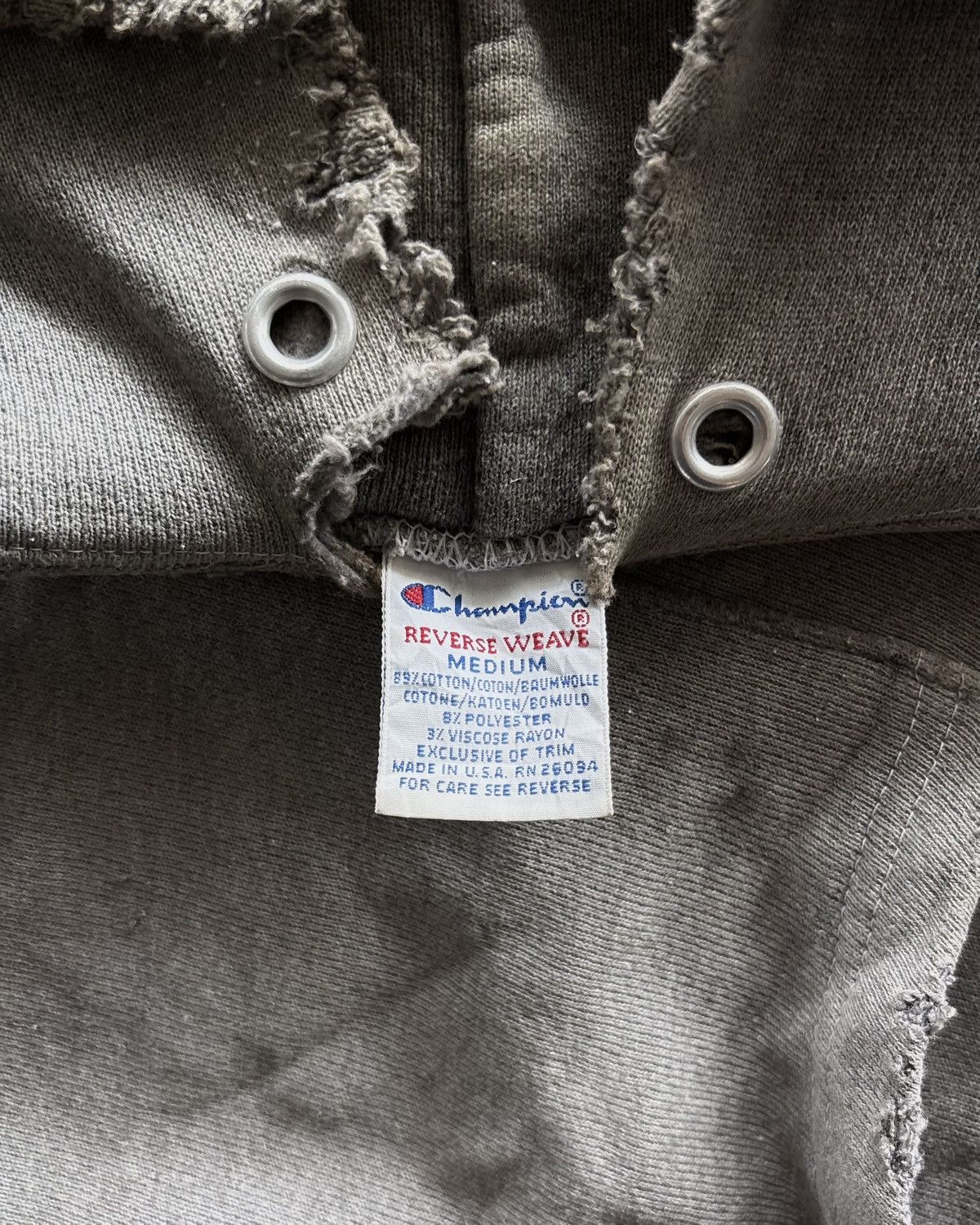 Champion 80s Champions Reverse Weave Distressed Faded Grey Hoodie Size US M / EU 48-50 / 2 - 6 Thumbnail