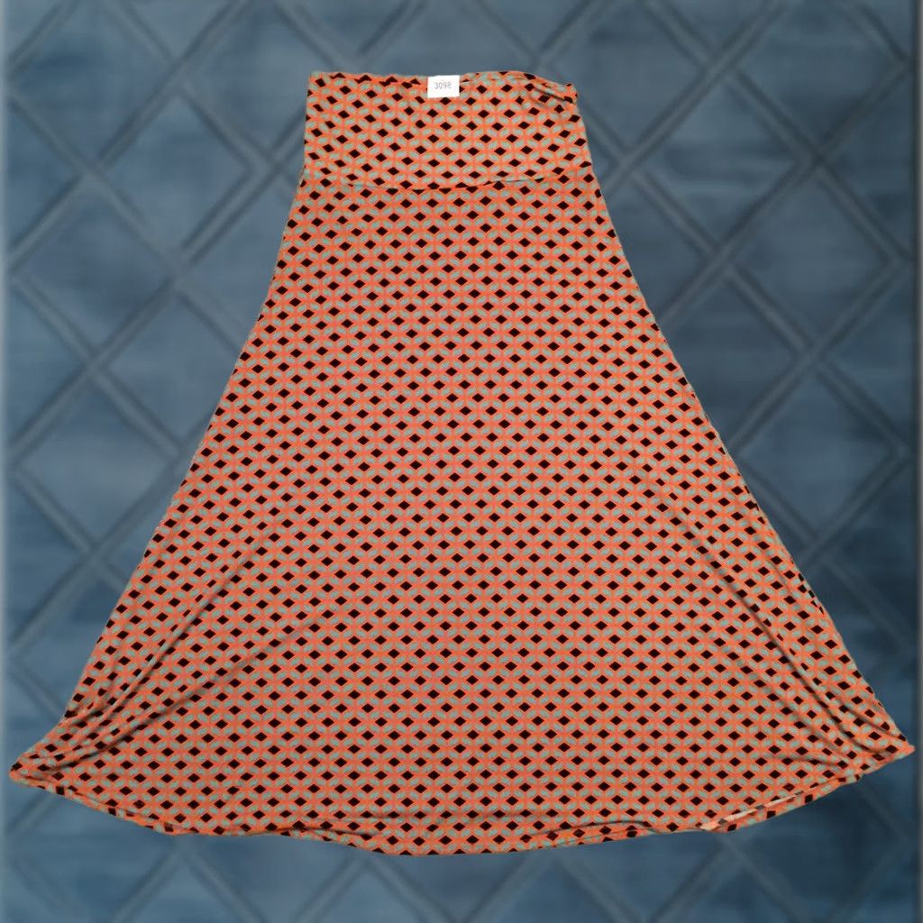 Vintage LuLaRoe Skirt Womens M Orange Maxi Green Geometric Long Unlined Pull Size 32" / US 10 / IT 46 - 1 Thumbnail