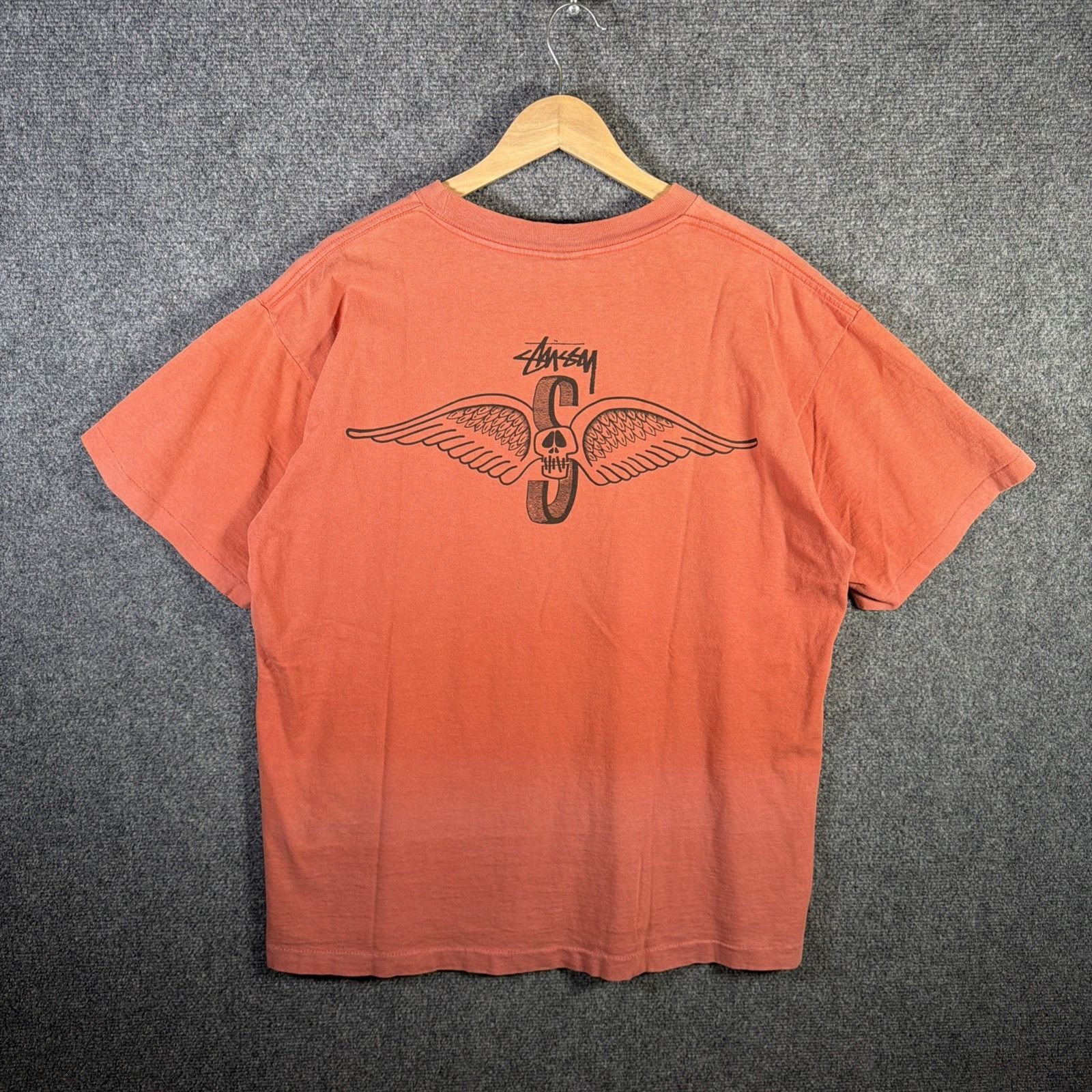 Stussy Vintage Stussy Shirt XL Orange 90s Skate Surf Wings Skull Size US XL / EU 56 / 4 - 1 Thumbnail