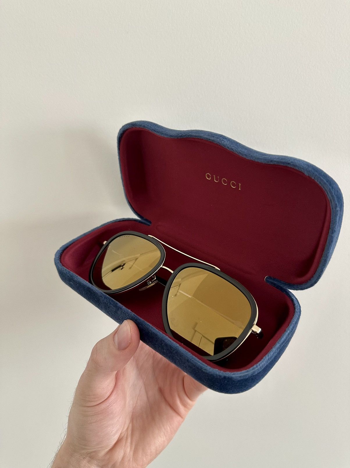 Gucci Gucci Aviator Pilot Sunglasses Gold Black 57mm Size ONE SIZE - 3 Thumbnail