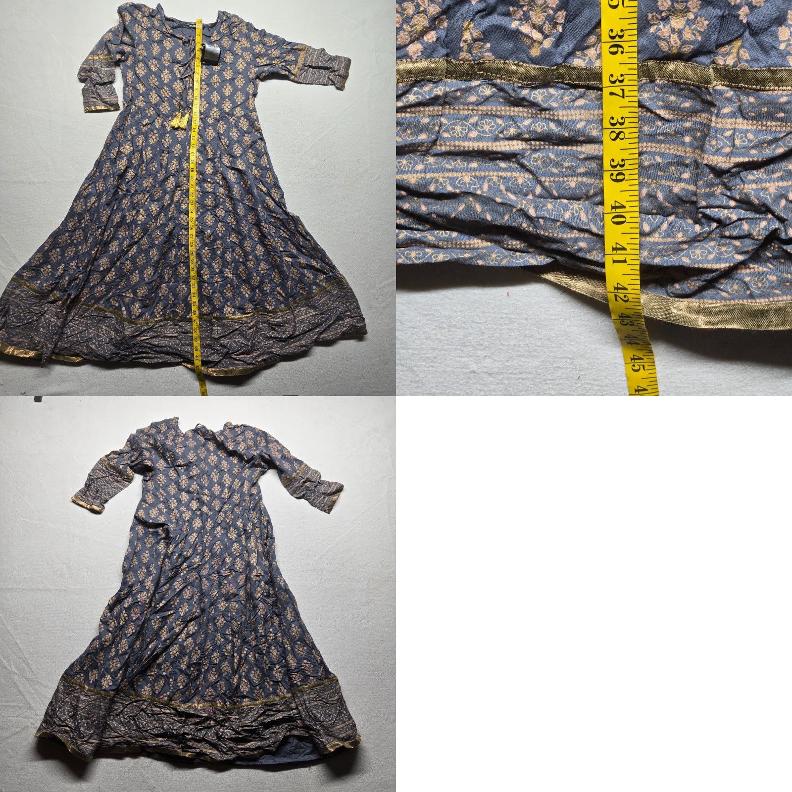 Vintage Zudio Dress Women's M Blue Midi Dress Half Sleeve Dots Ruffle Casual A-Line Size M / US 6-8 / IT 42-44 - 8 Thumbnail