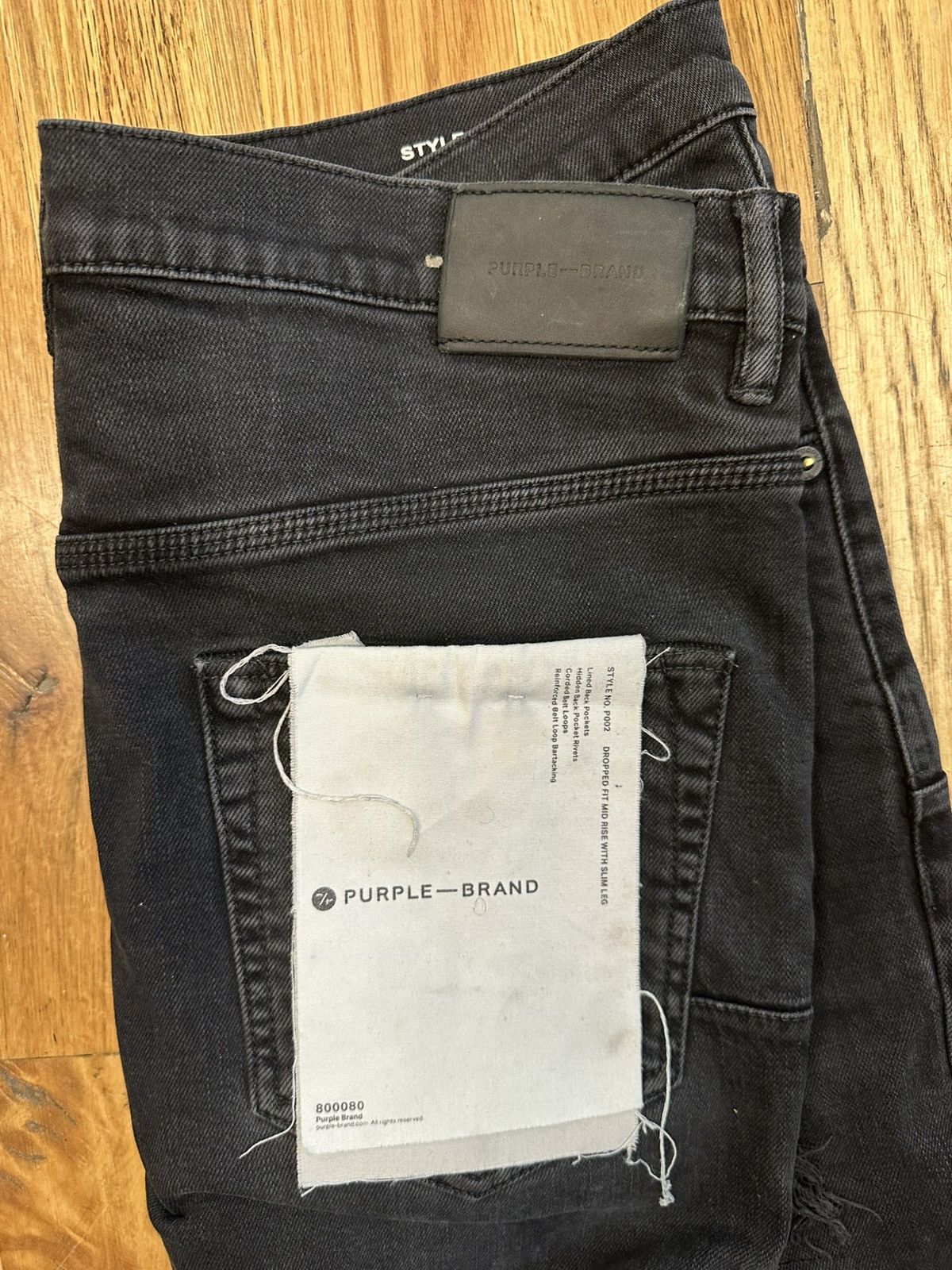 Purple Brand Purple Brand Knee Hole Stitched Black Denim Jeans Size 33 Size US 33 - 4 Thumbnail