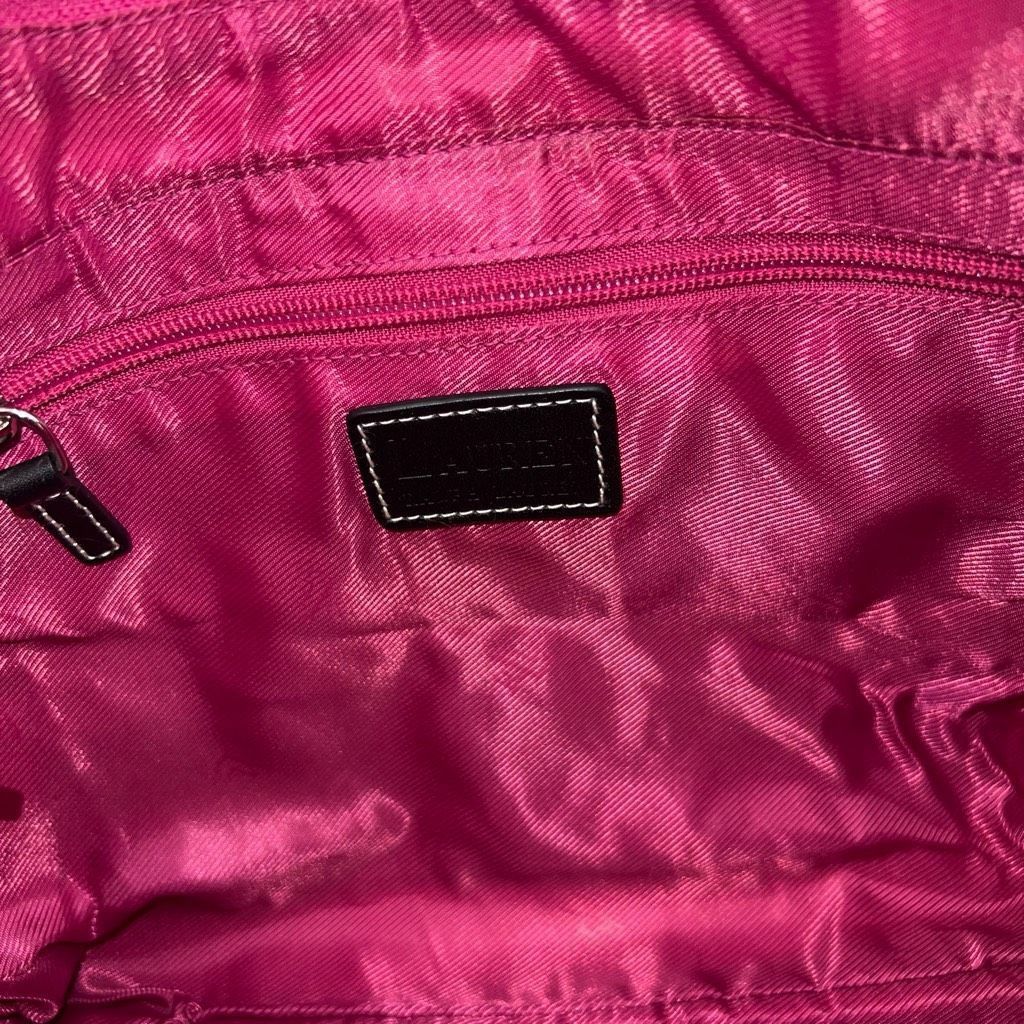 Lauren Ralph Lauren Ralph Lauren Hot Pink Thick Nylon And Leather Shoulder Bag Size ONE SIZE - 9 Thumbnail