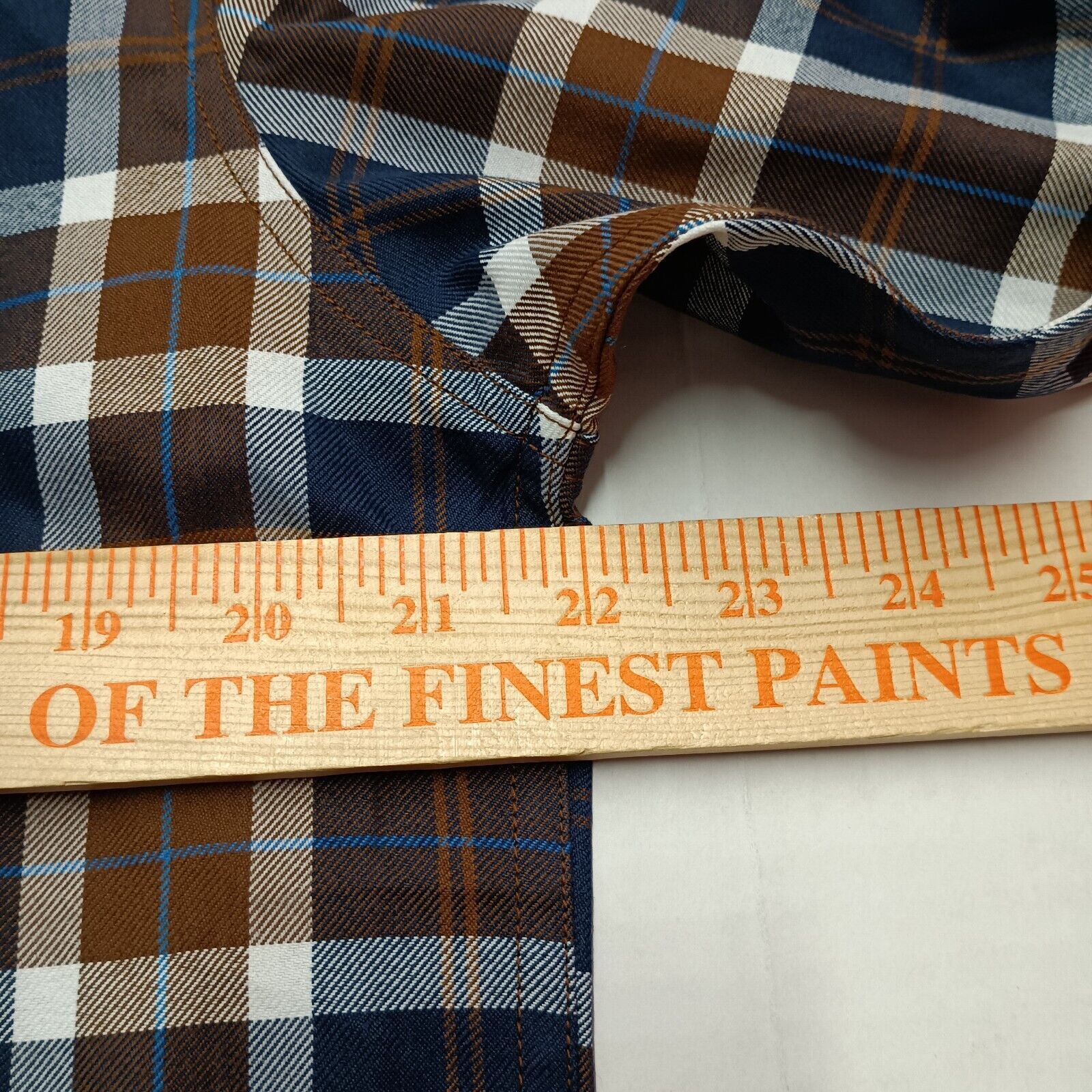 Betabrand Beta Venturing Plaid Series Shirt Men's M Navy Blue Brown Size US M / EU 48-50 / 2 - 6 Thumbnail