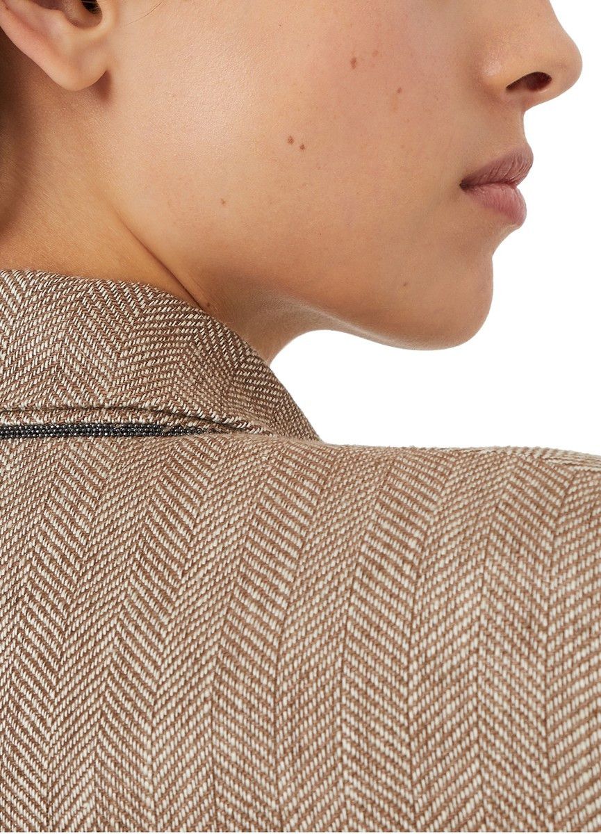 Brunello Cucinelli o1w1db10825 Woven Jacket Wool in Brown/Overflow Size XL / US 12-14 / IT 48-50 - 4 Thumbnail