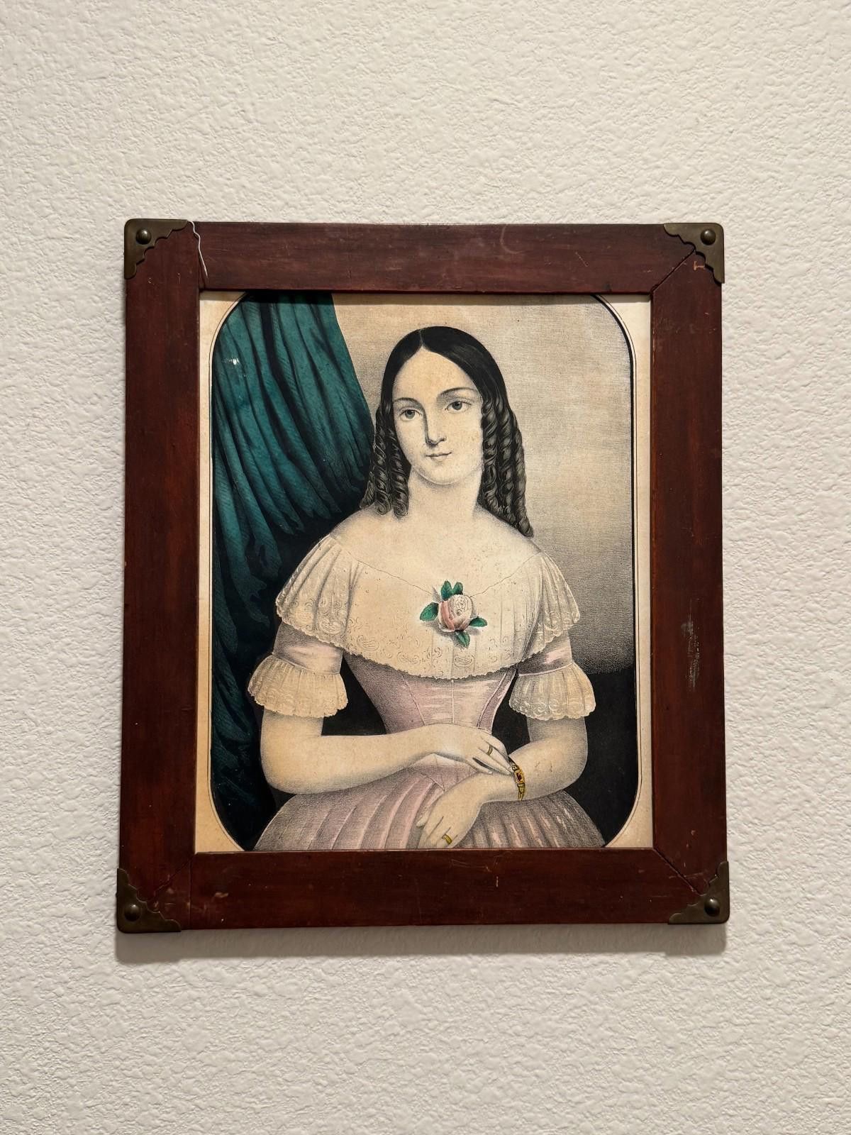 Other Antique Framed Victorian Lady Portrait Lithograph Chittenden Size ONE SIZE - 1 Thumbnail