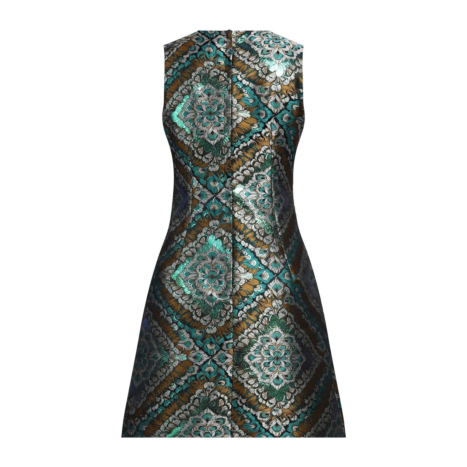 Dolce & Gabbana DOLCE & GABBANA Green Metallic Jacquard Mini Dress 38 XS Size XS / US 0-2 / IT 36-38 - 5 Thumbnail