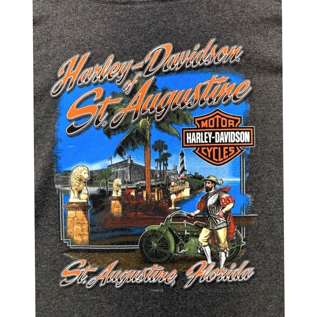 Harley Davidson Harley-Davidson Shirt Adult 2XL Black T-Shirt Mens Cotton Polyester Crew Neck Short Sleeve Solid Made In USA St. Augustine Florida Vintage: No Size US XXL / EU 58 / 5 - 7 Thumbnail