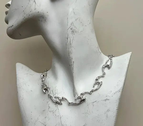 Jewelry Silver Chunky Chain Link Necklace, Modern Necklace Size ONE SIZE - 3 Thumbnail