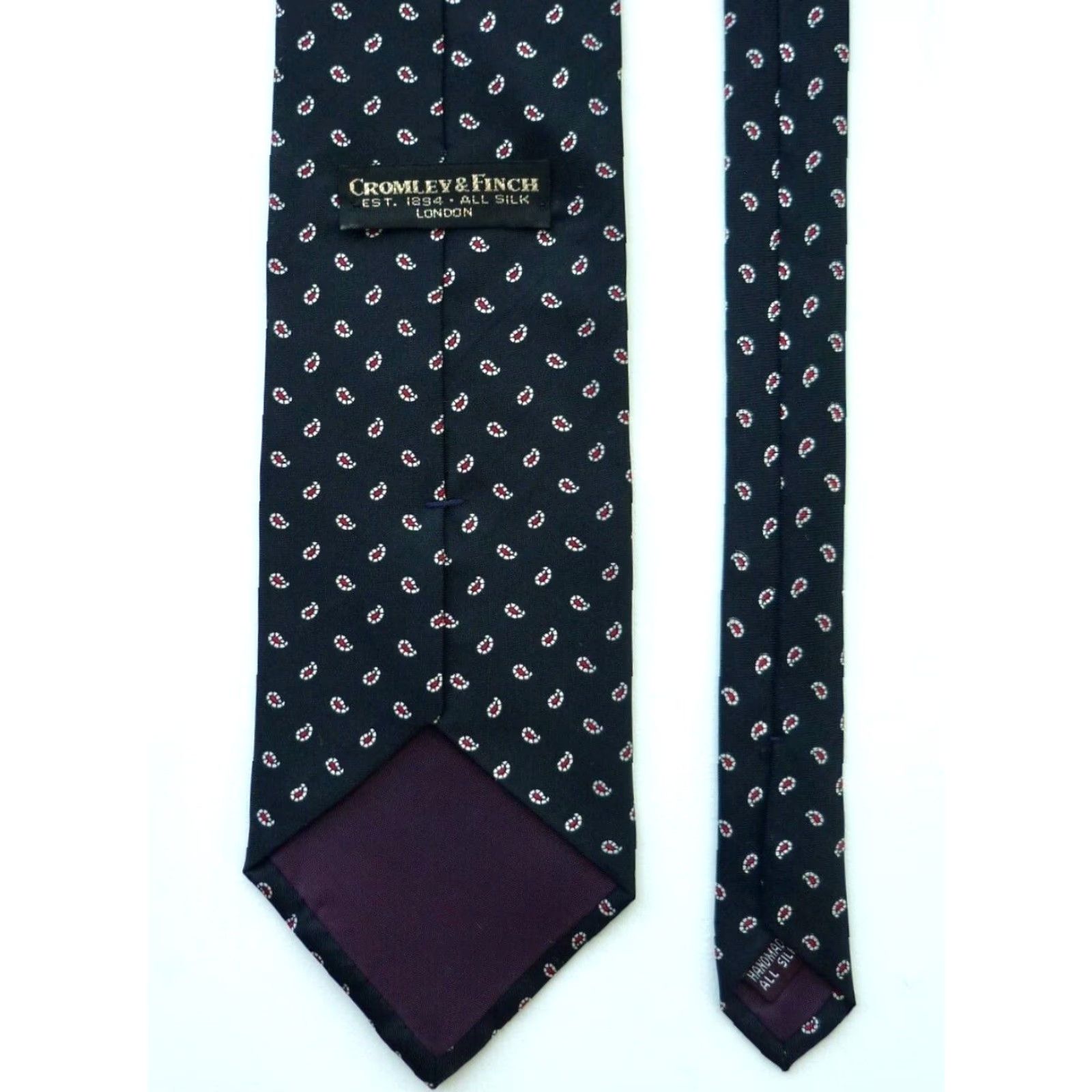 Vintage Cromley & Finch Men's Luxury Silk Tie Paisley Handmade 57"-60" Black Wide 4" Men’s Silk Tie Vintage? Size ONE SIZE - 6 Thumbnail