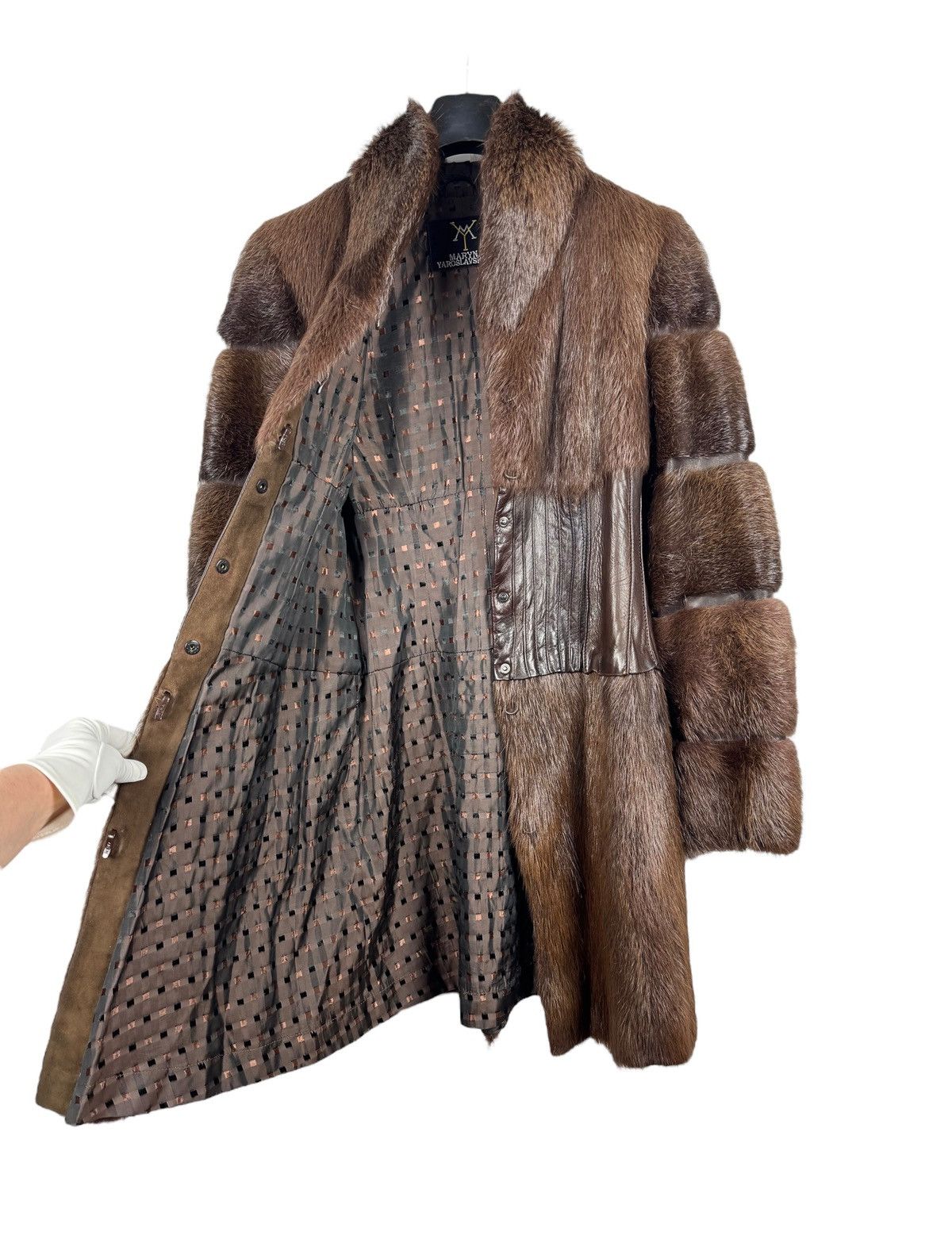 Designer × Genuine Leather Maryna Yaroslavskaya Real Fur Nutria Leather Coat size S Size S / US 4 / IT 40 - 15 Thumbnail