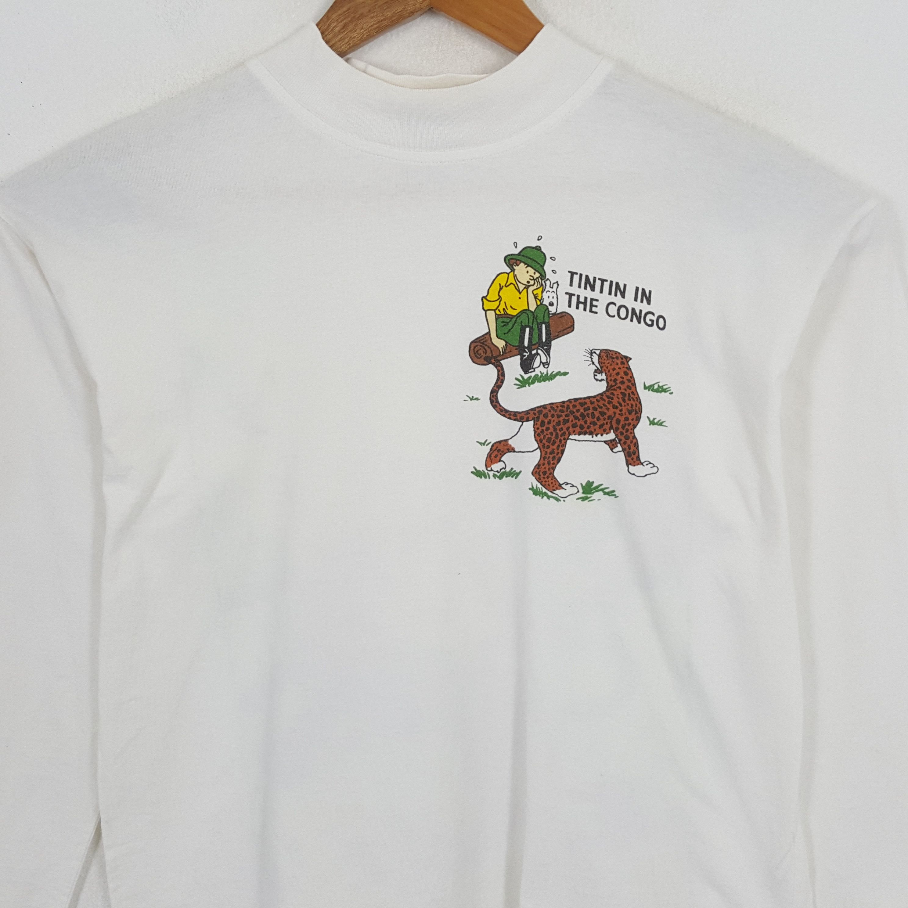 Vintage Vintage TINTIN IN THE CONGO American Cartoon Movie T-Shirts Size US L / EU 52-54 / 3 - 4 Thumbnail