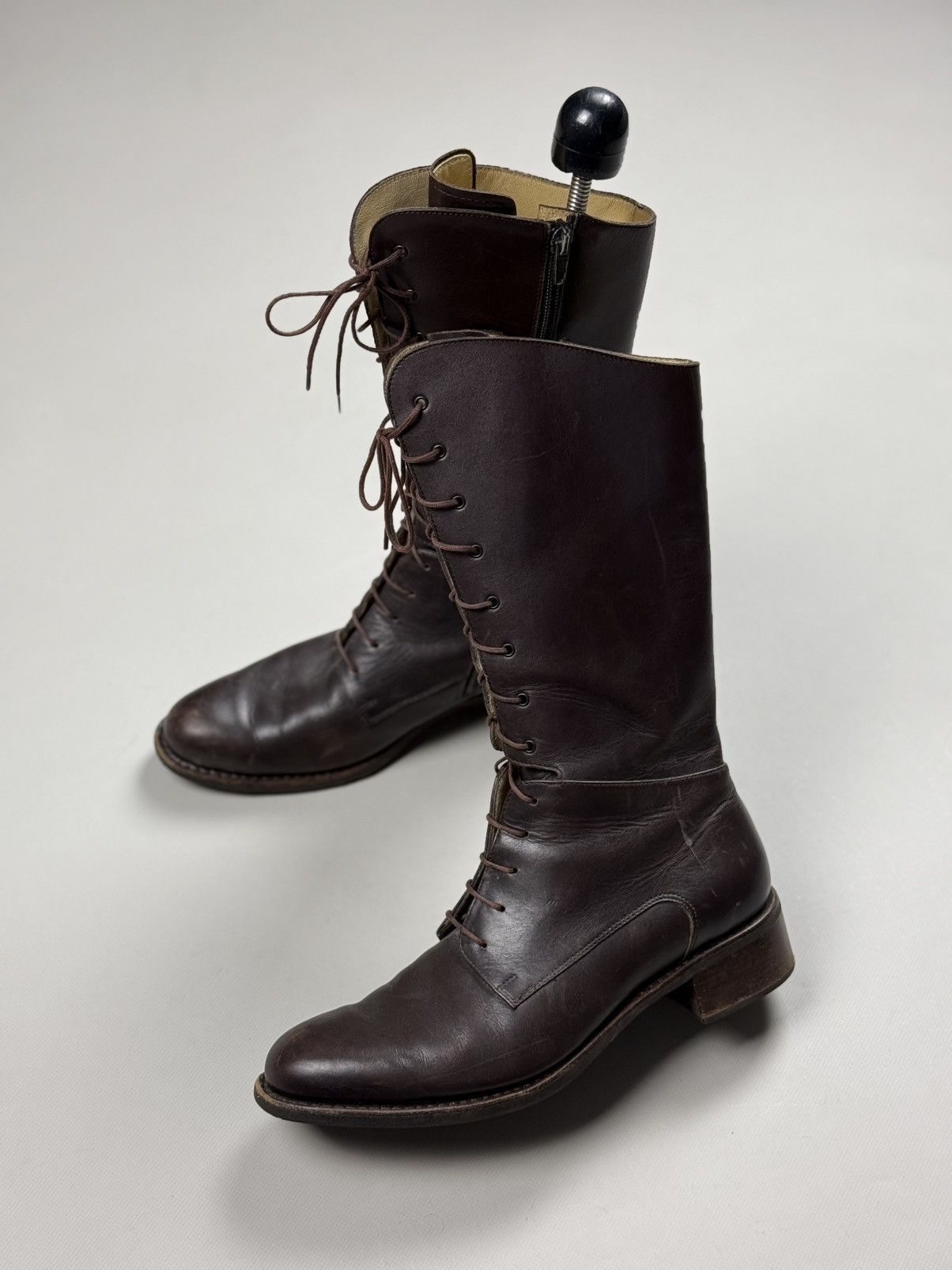 Paraboot Paraboot Ladies Tall Lace Calf Combat Leather Boots Shoes Size US 7.5 / IT 37.5 - 14 Thumbnail